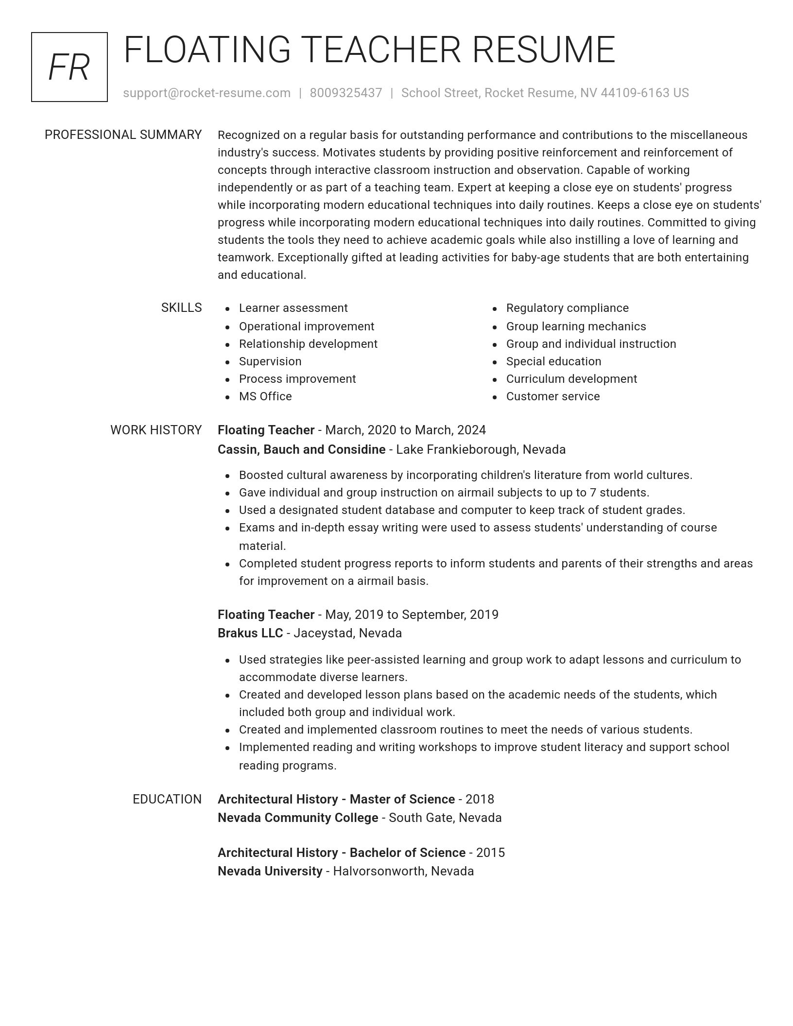 Renowned resume template