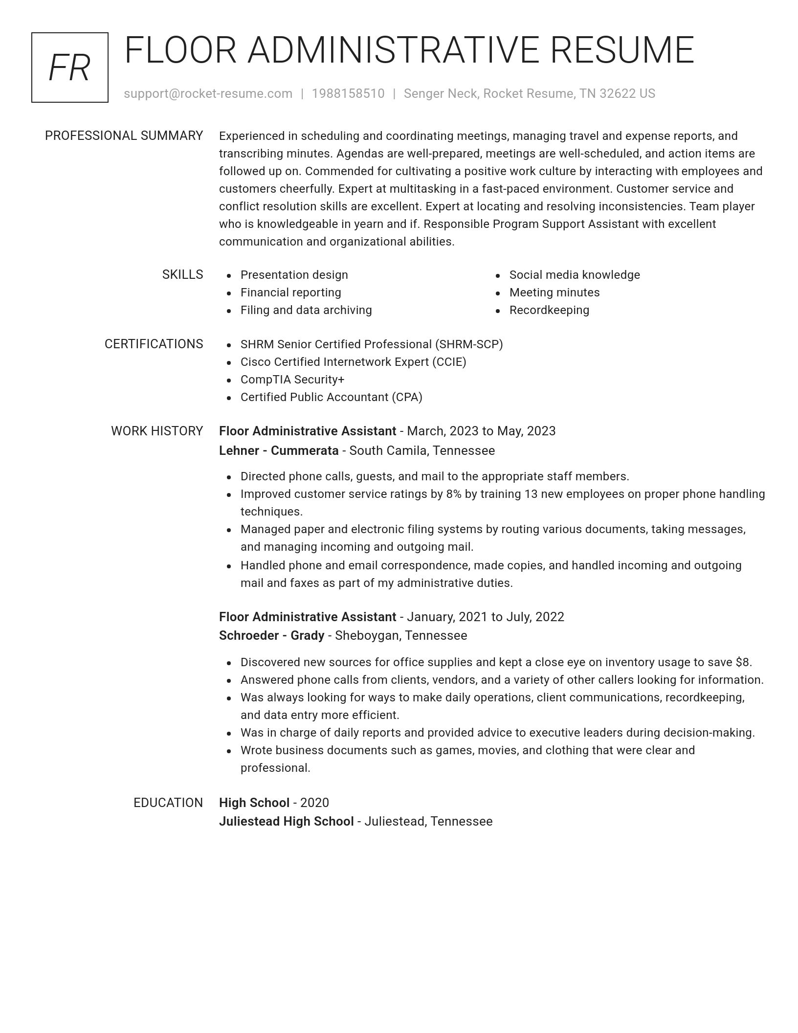 Renowned resume template