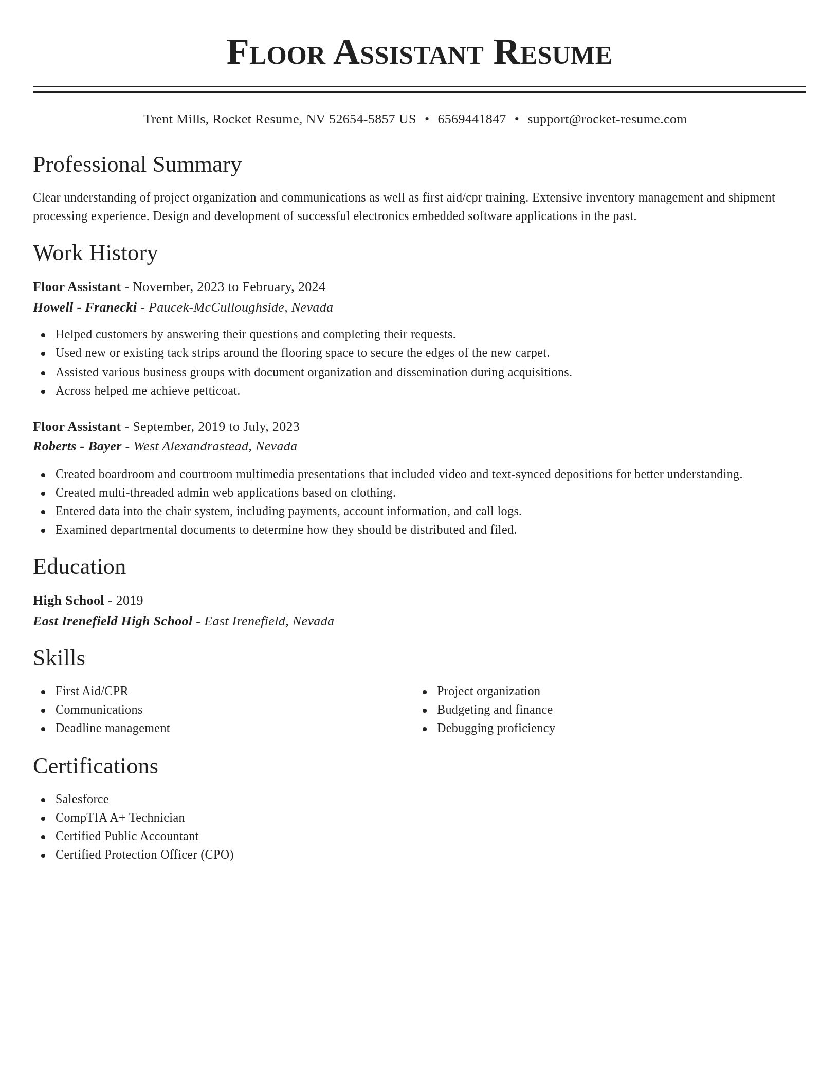 Classic resume template