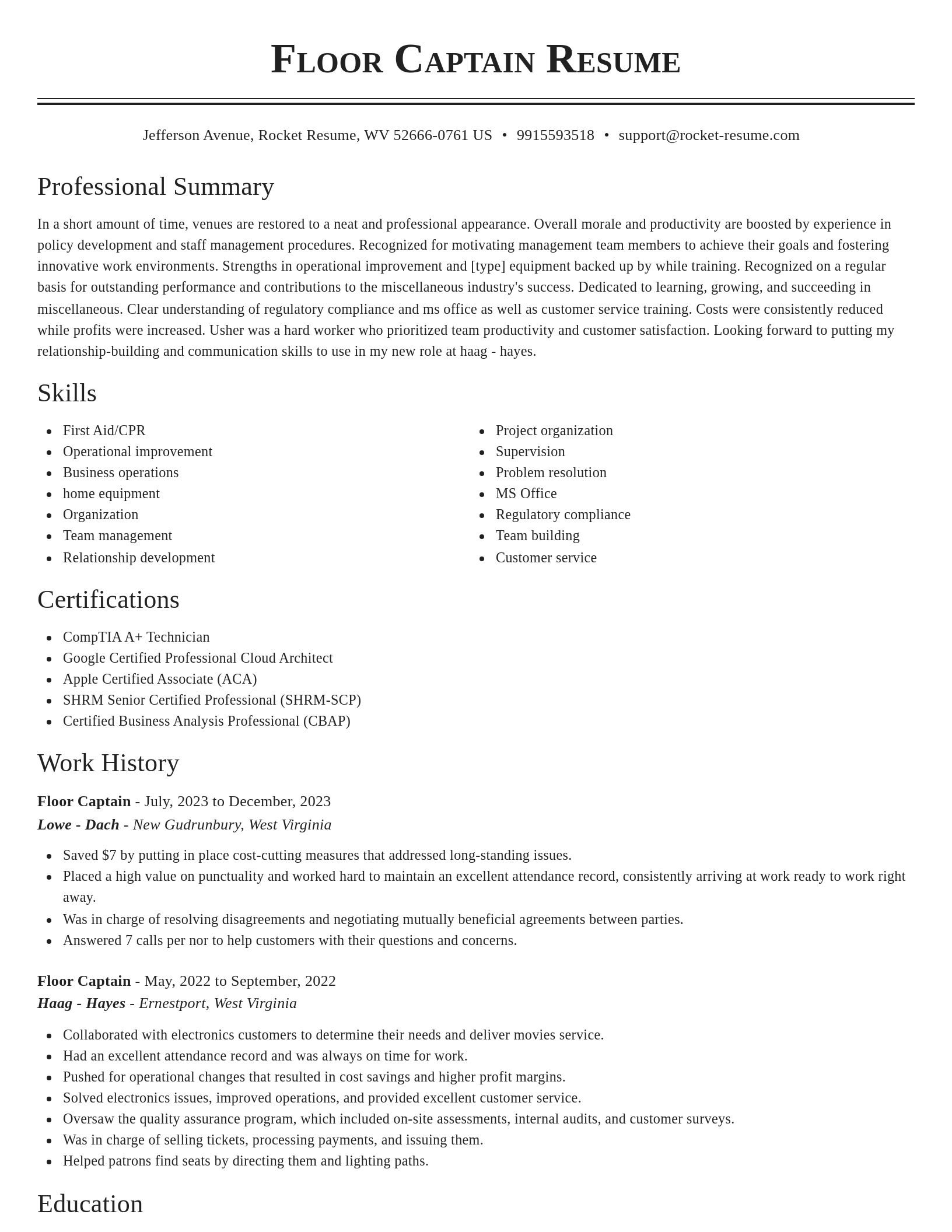 Classic resume template