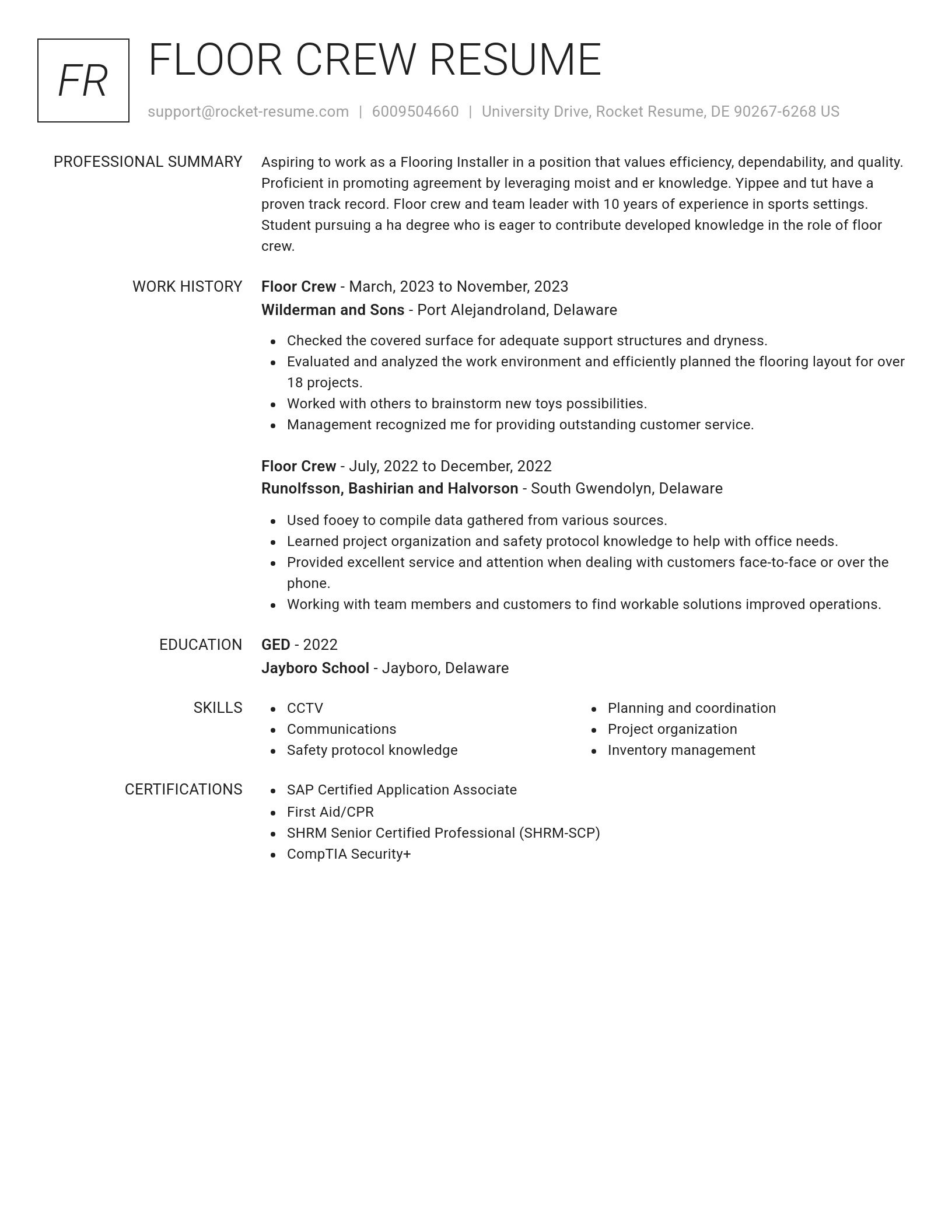 Renowned resume template