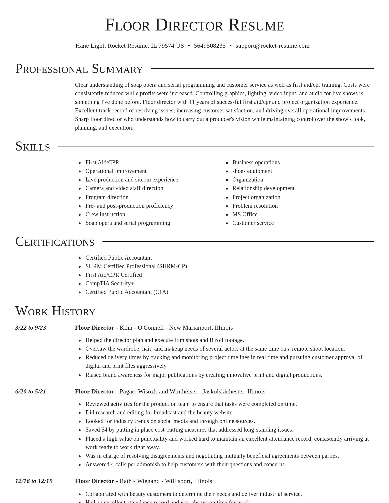Director resume template