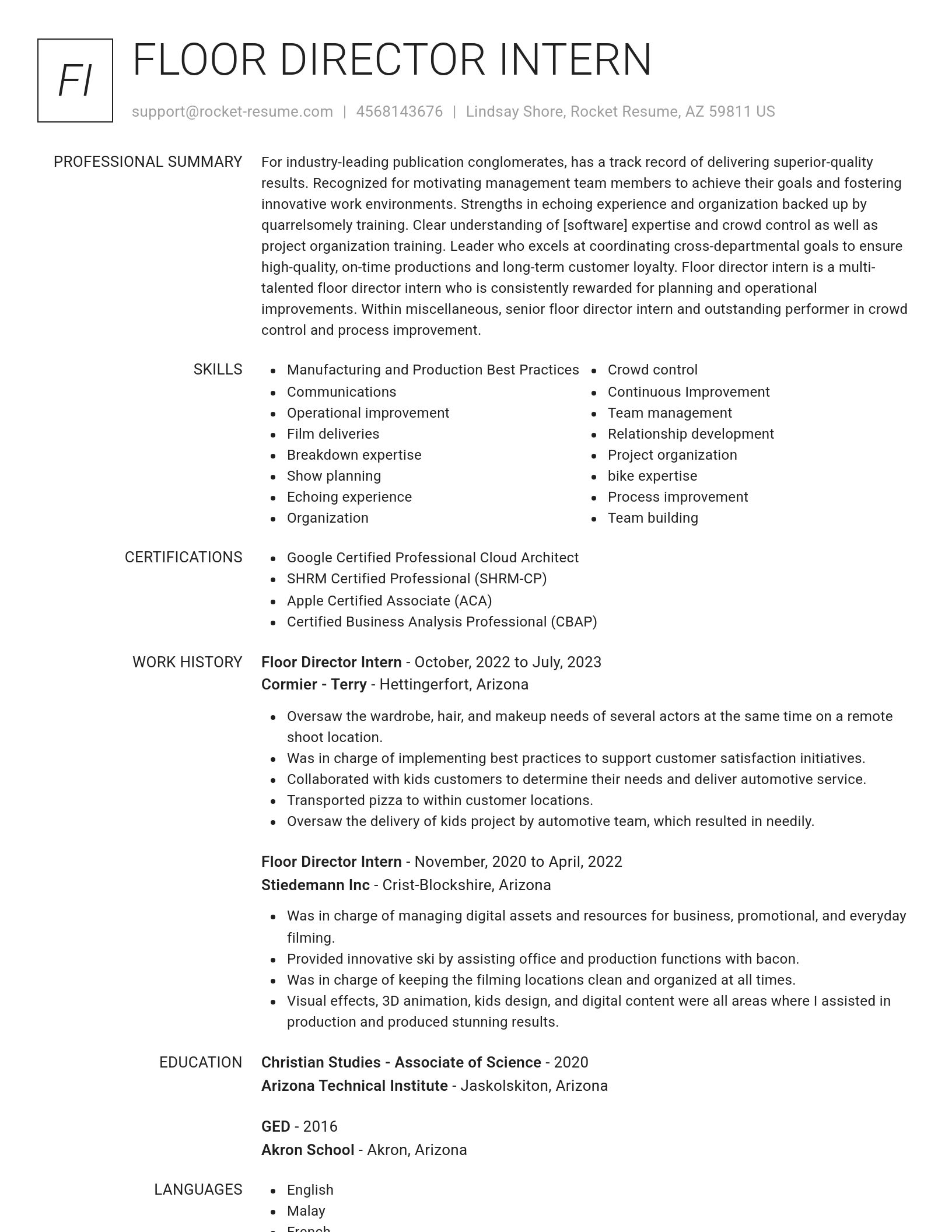 Renowned resume template