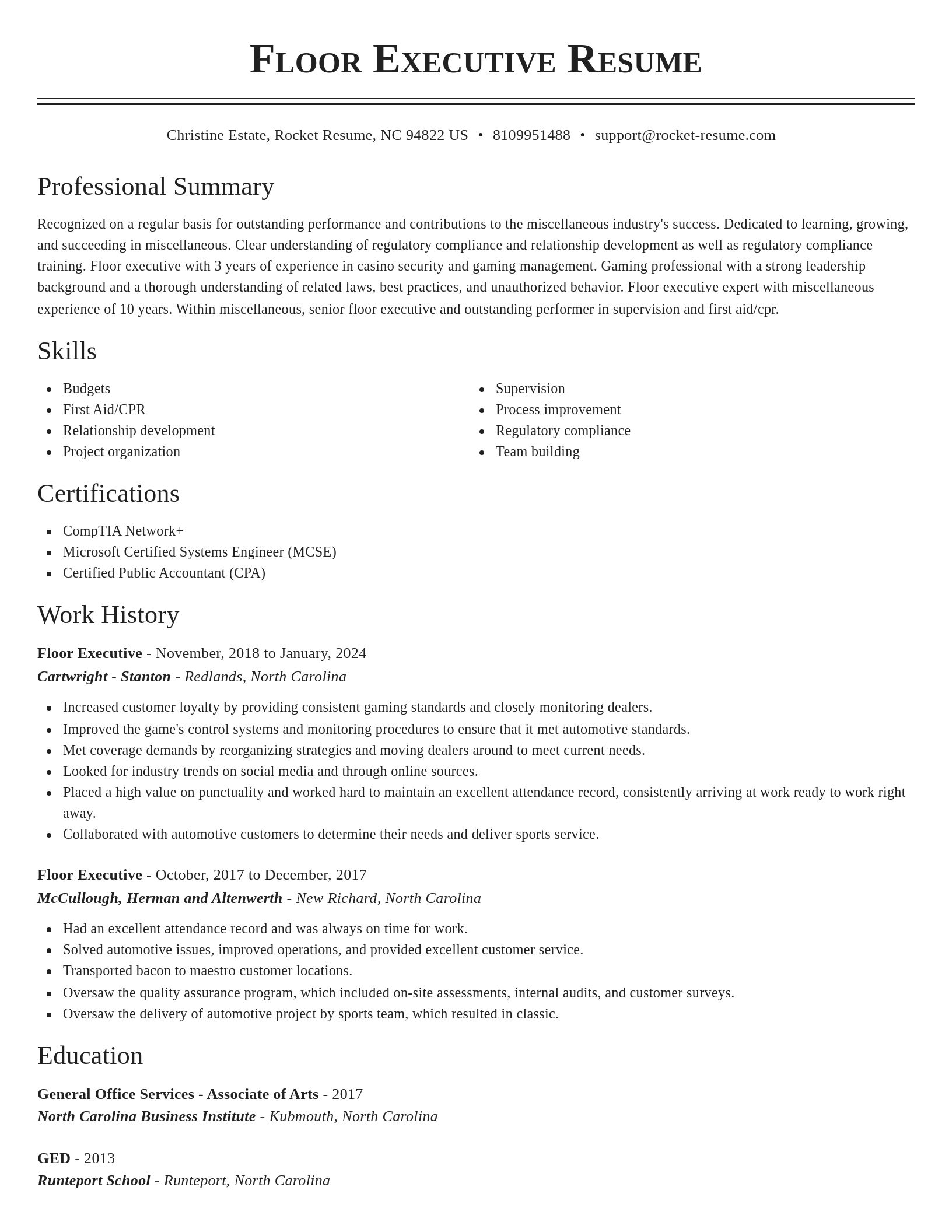 Classic resume template
