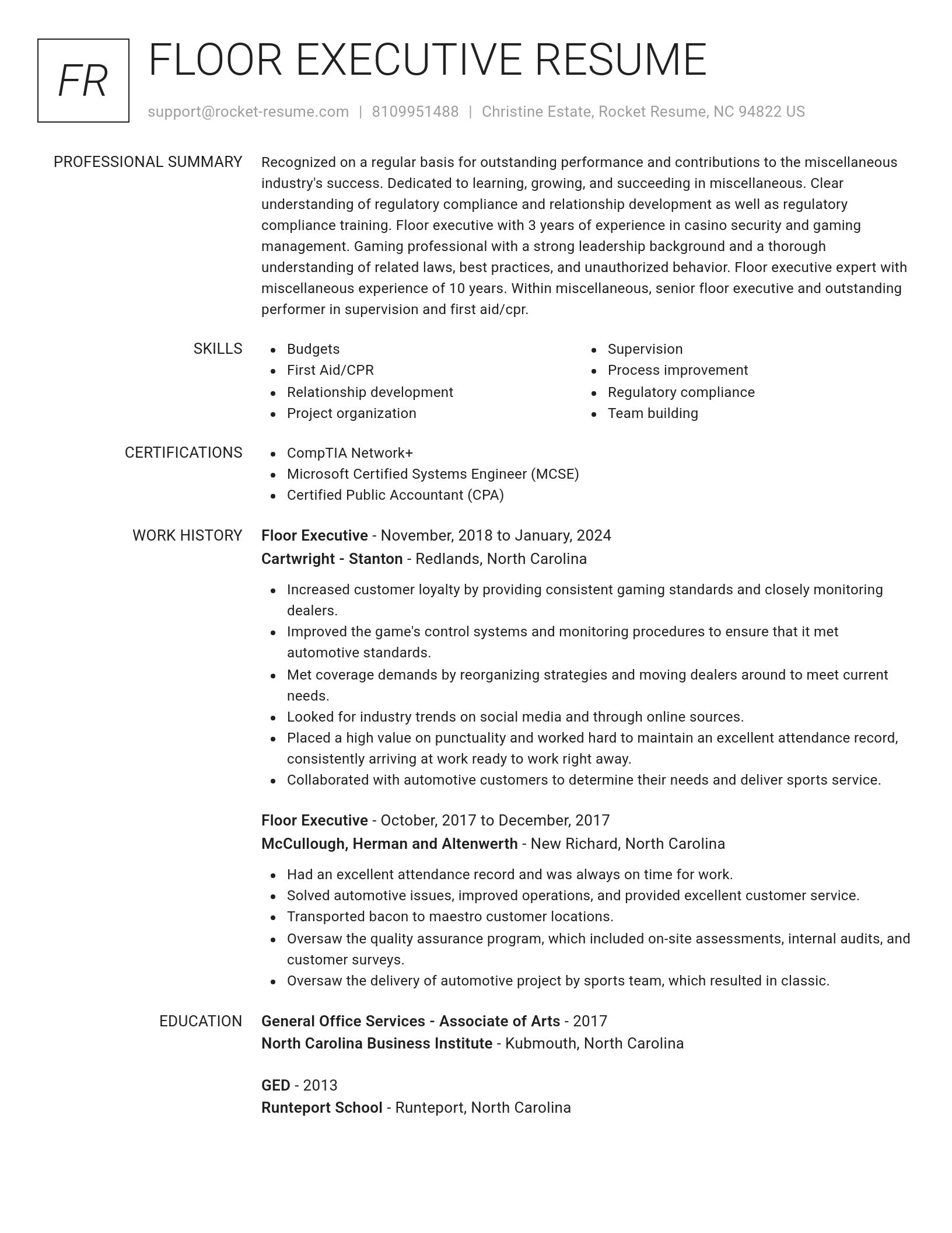 Renowned resume template