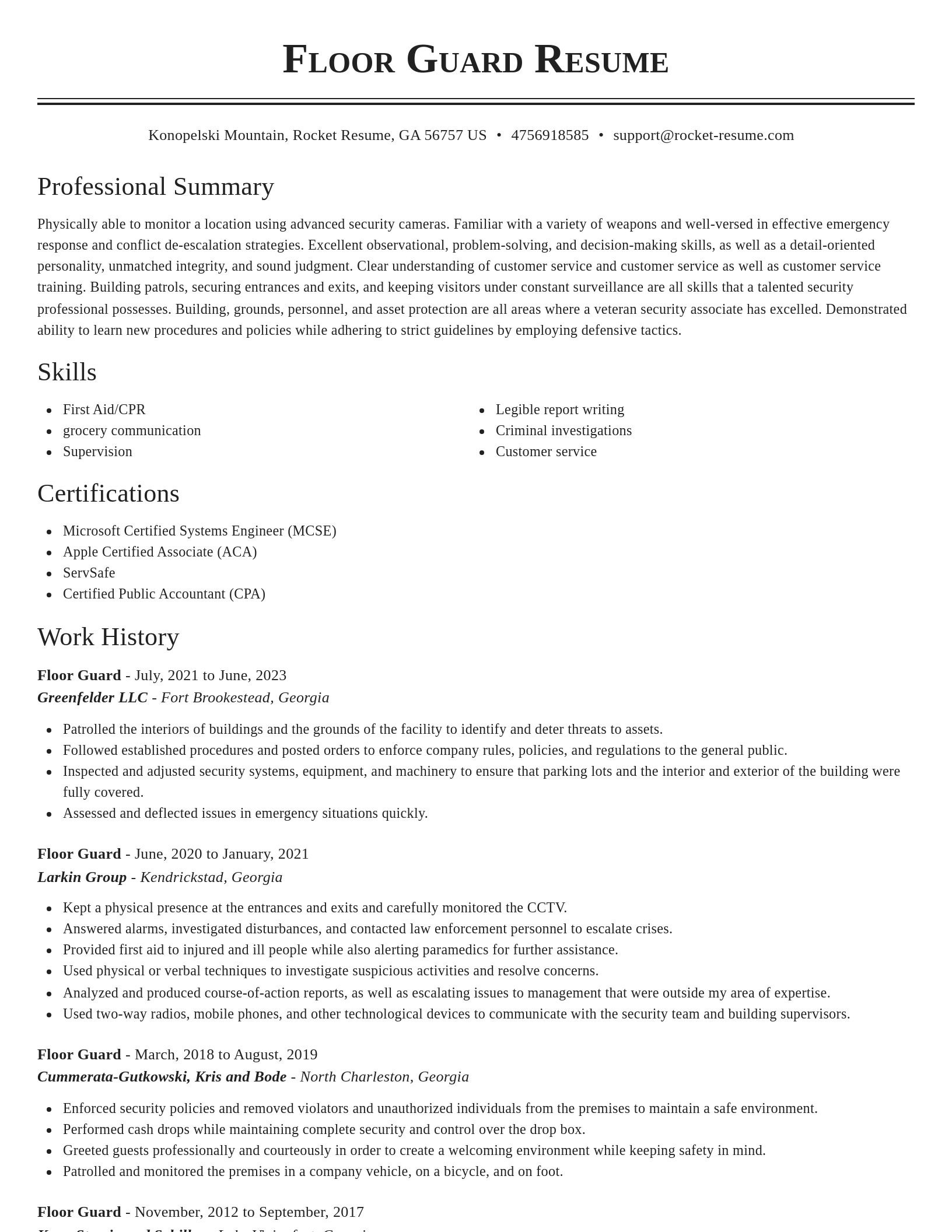 Classic resume template