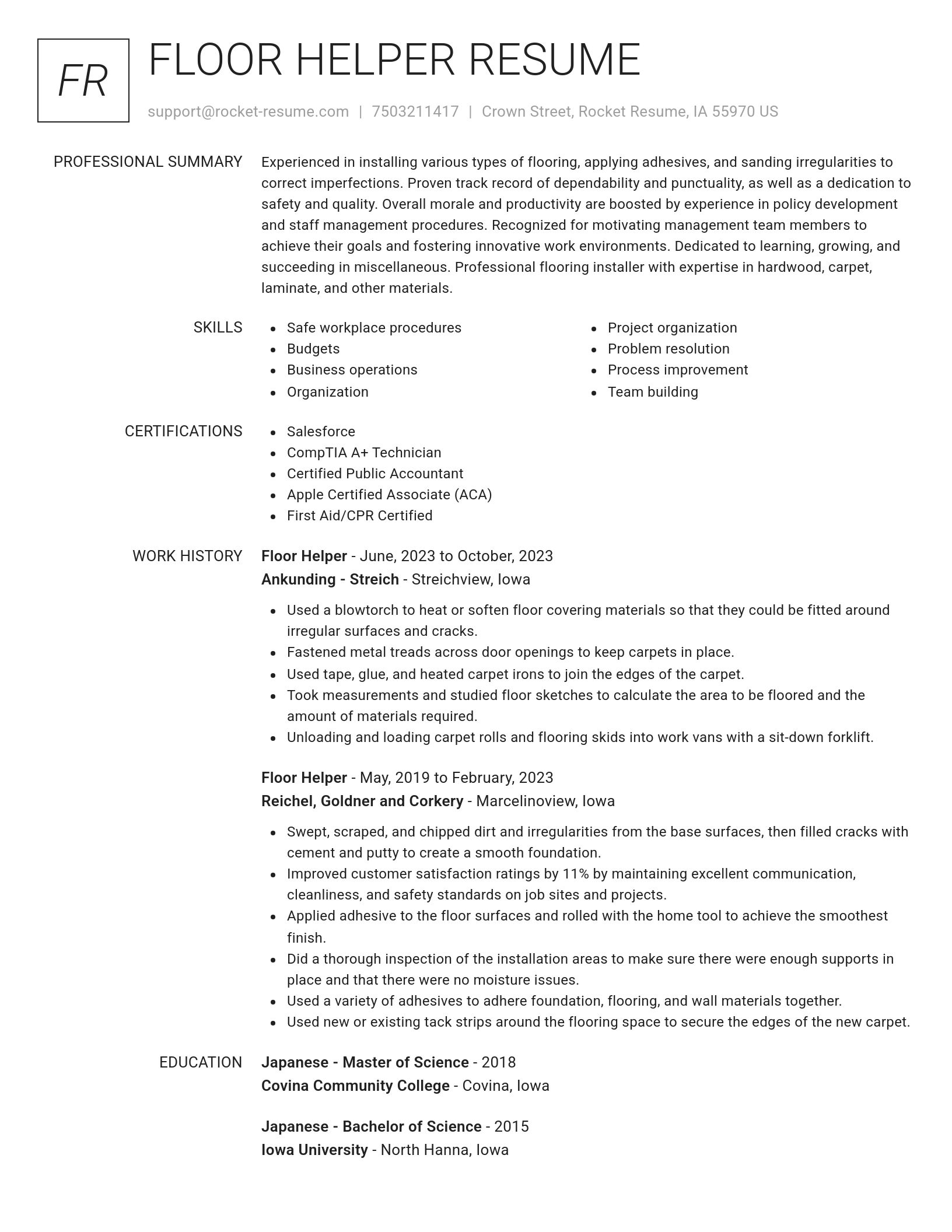 Renowned resume template