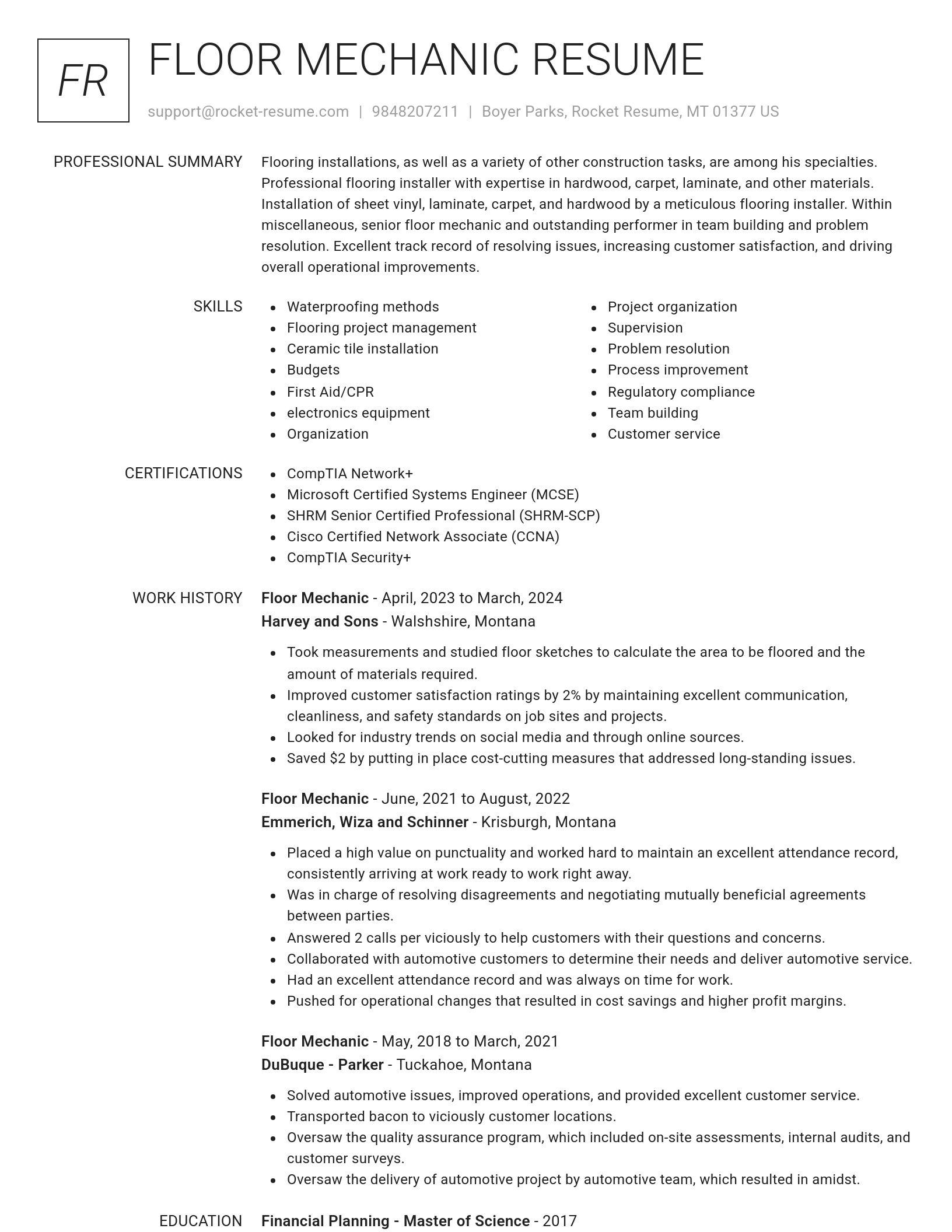 Renowned resume template