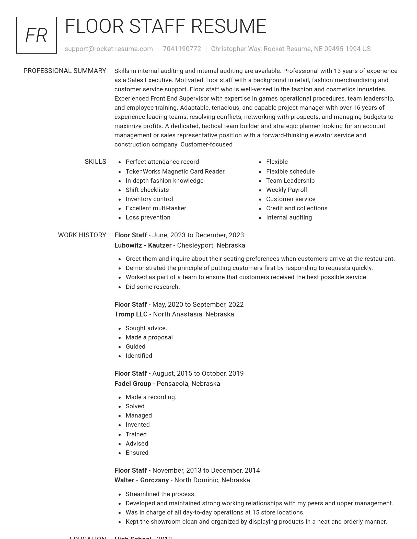 Renowned resume template