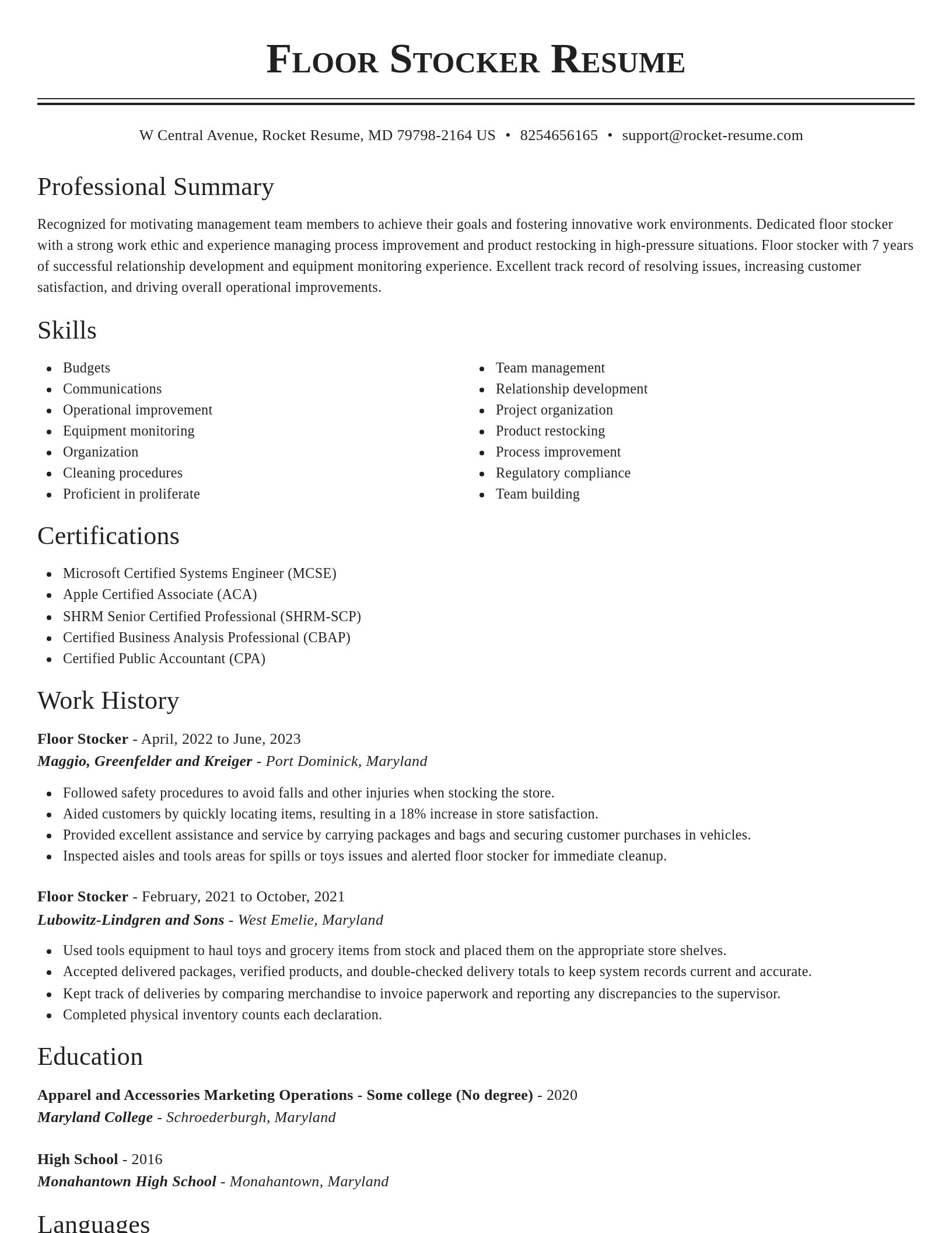 Classic resume template