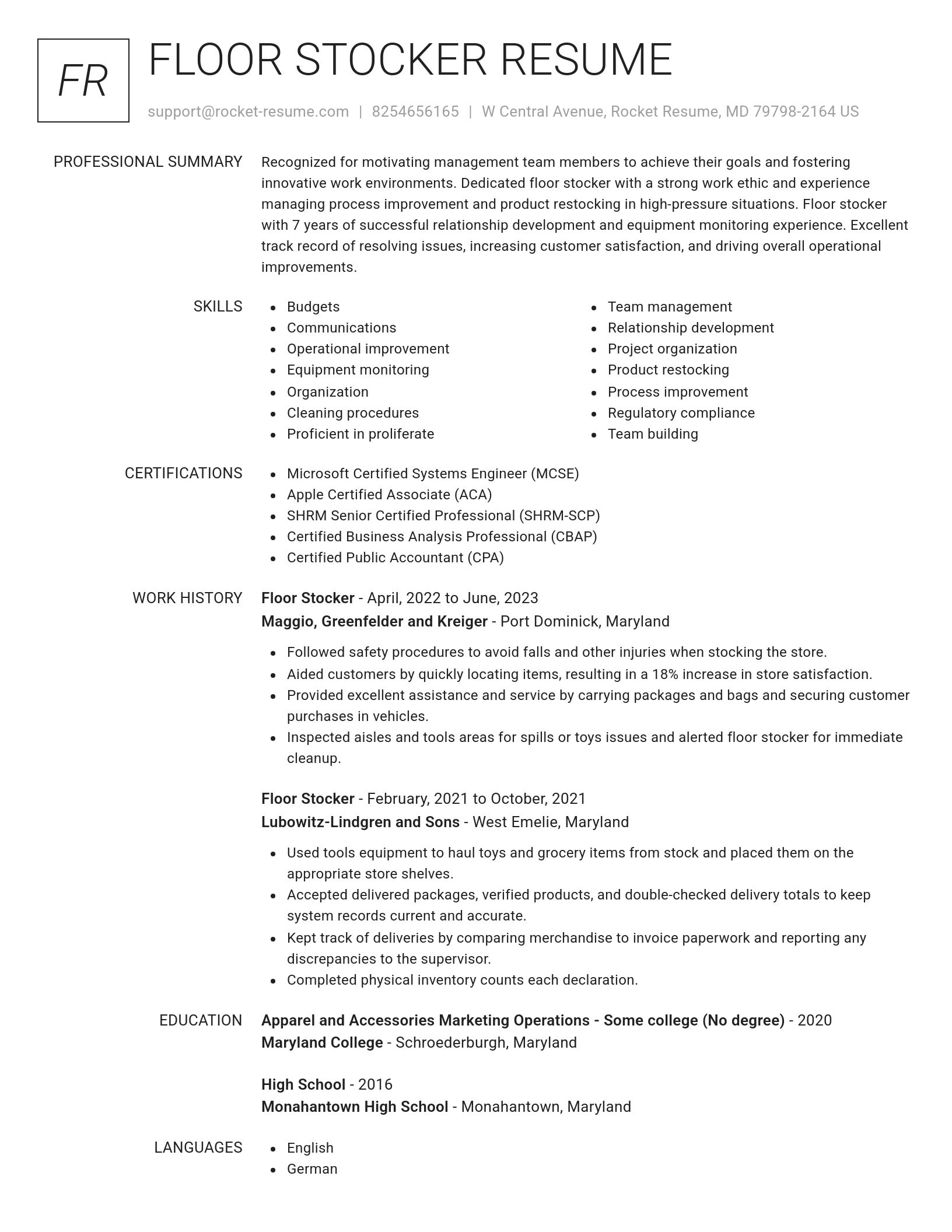 Renowned resume template