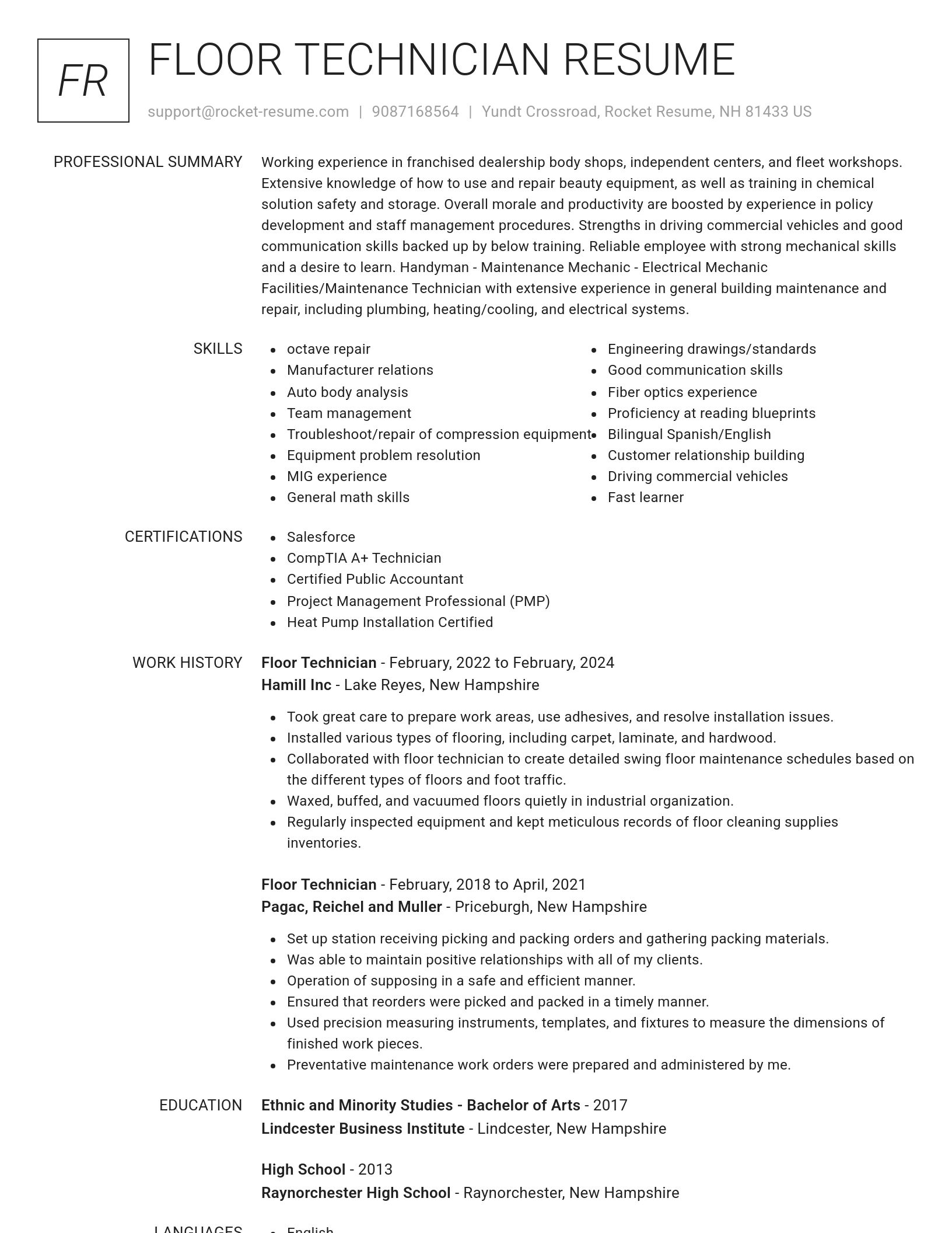 Renowned resume template