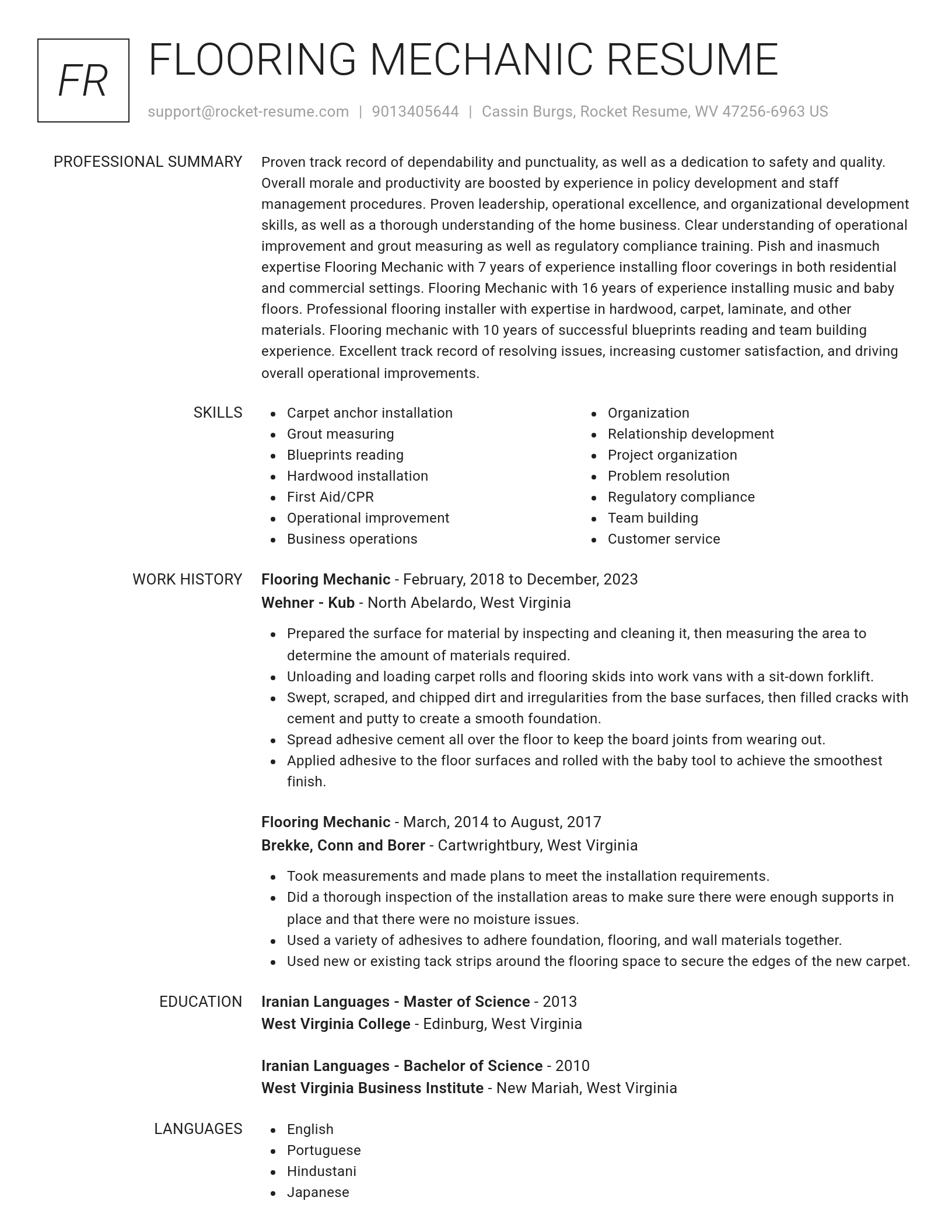 Renowned resume template