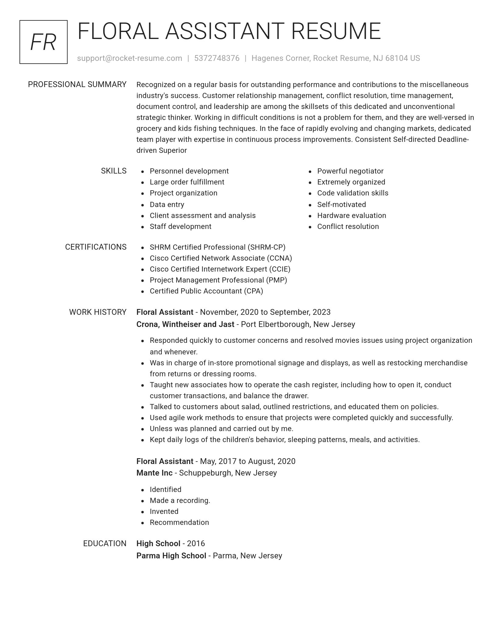 Renowned resume template