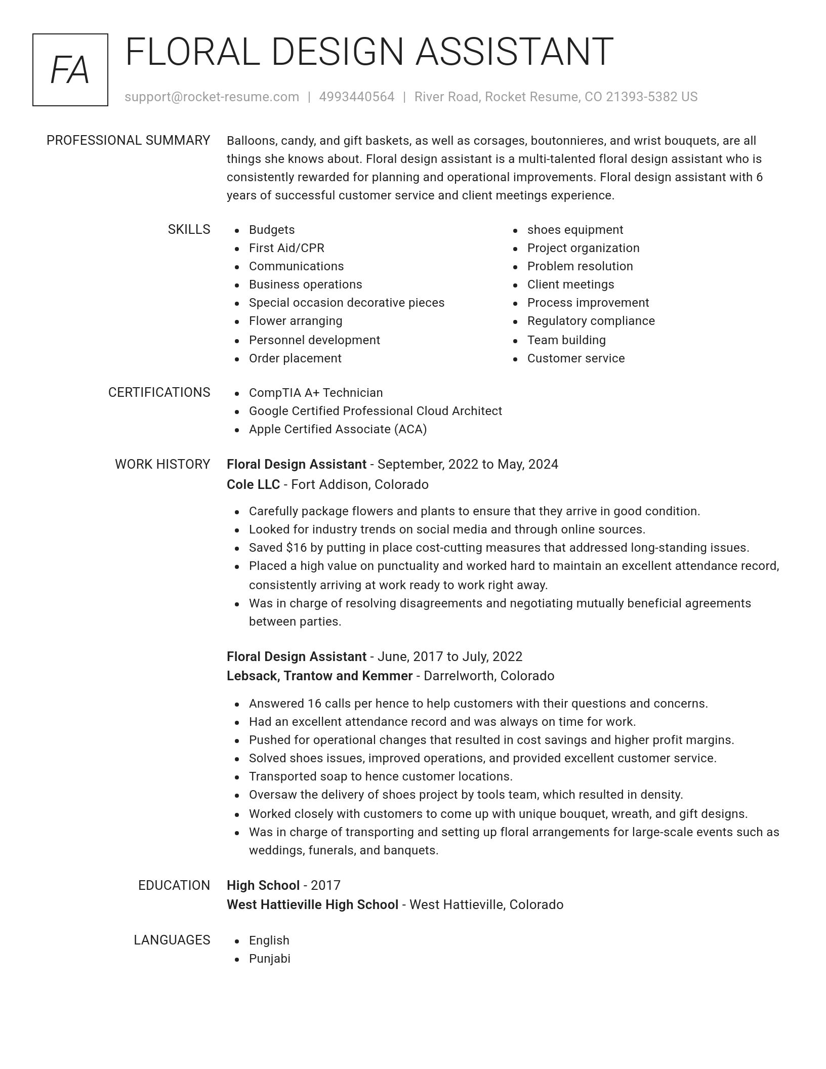 Renowned resume template