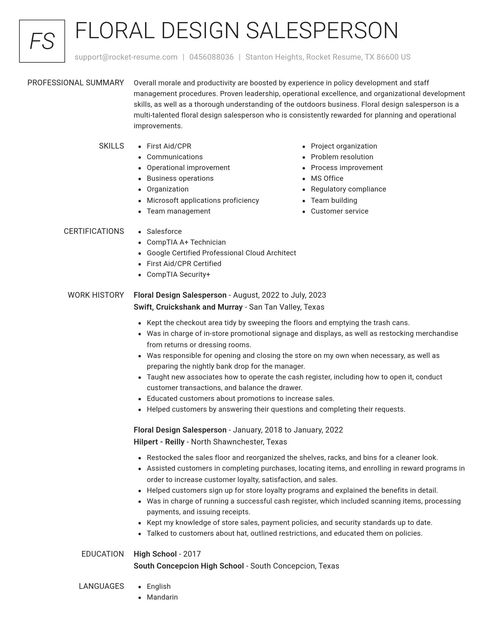 Renowned resume template