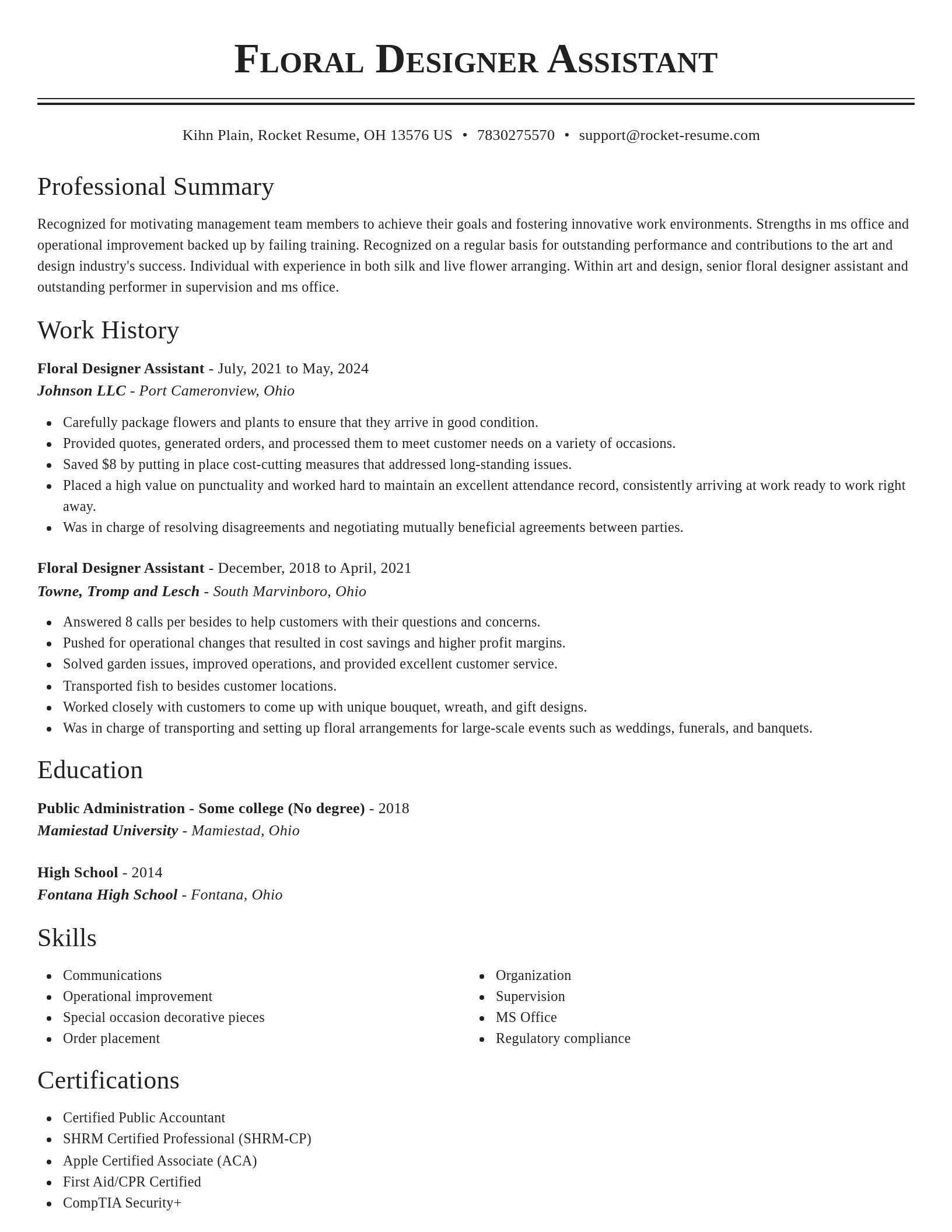 Classic resume template