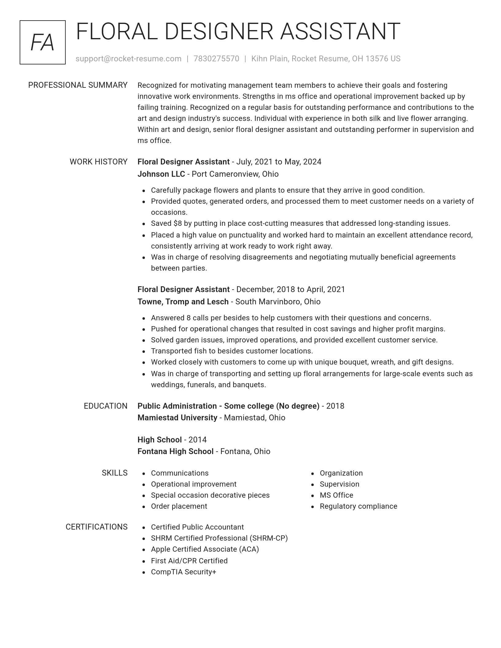 Renowned resume template
