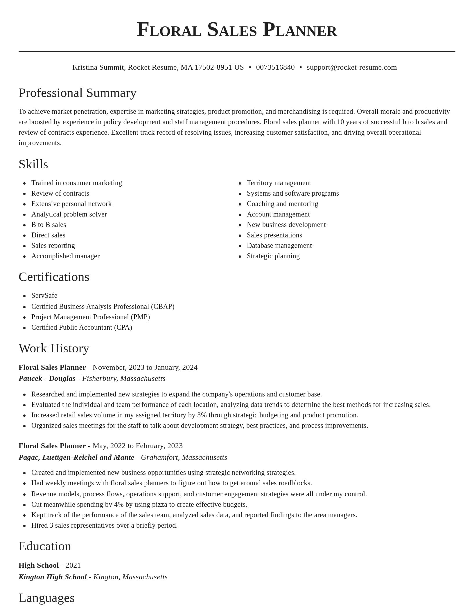 Classic resume template