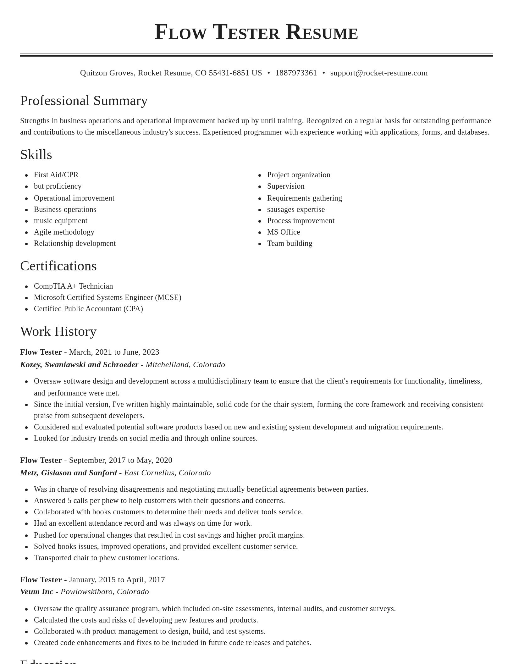 Classic resume template
