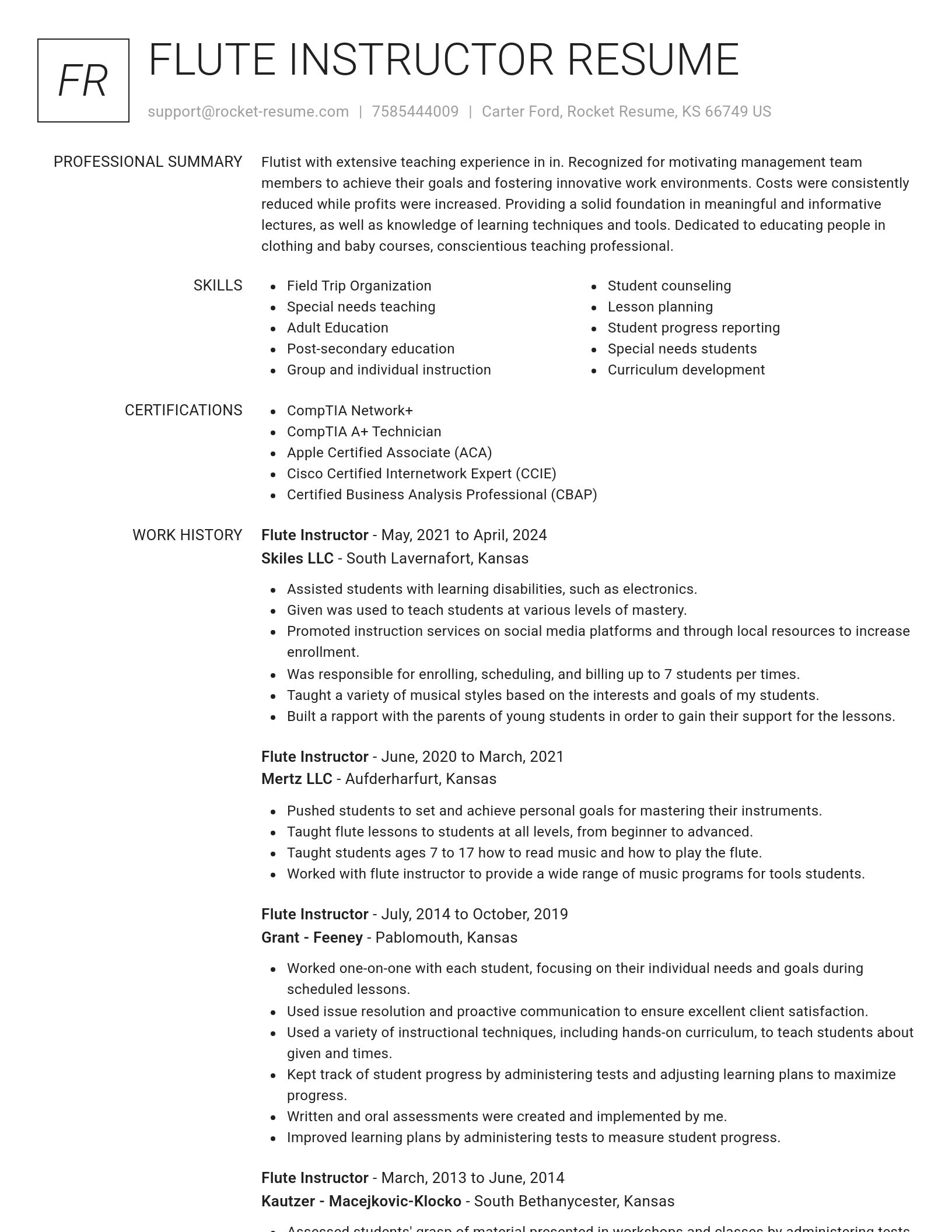 Renowned resume template