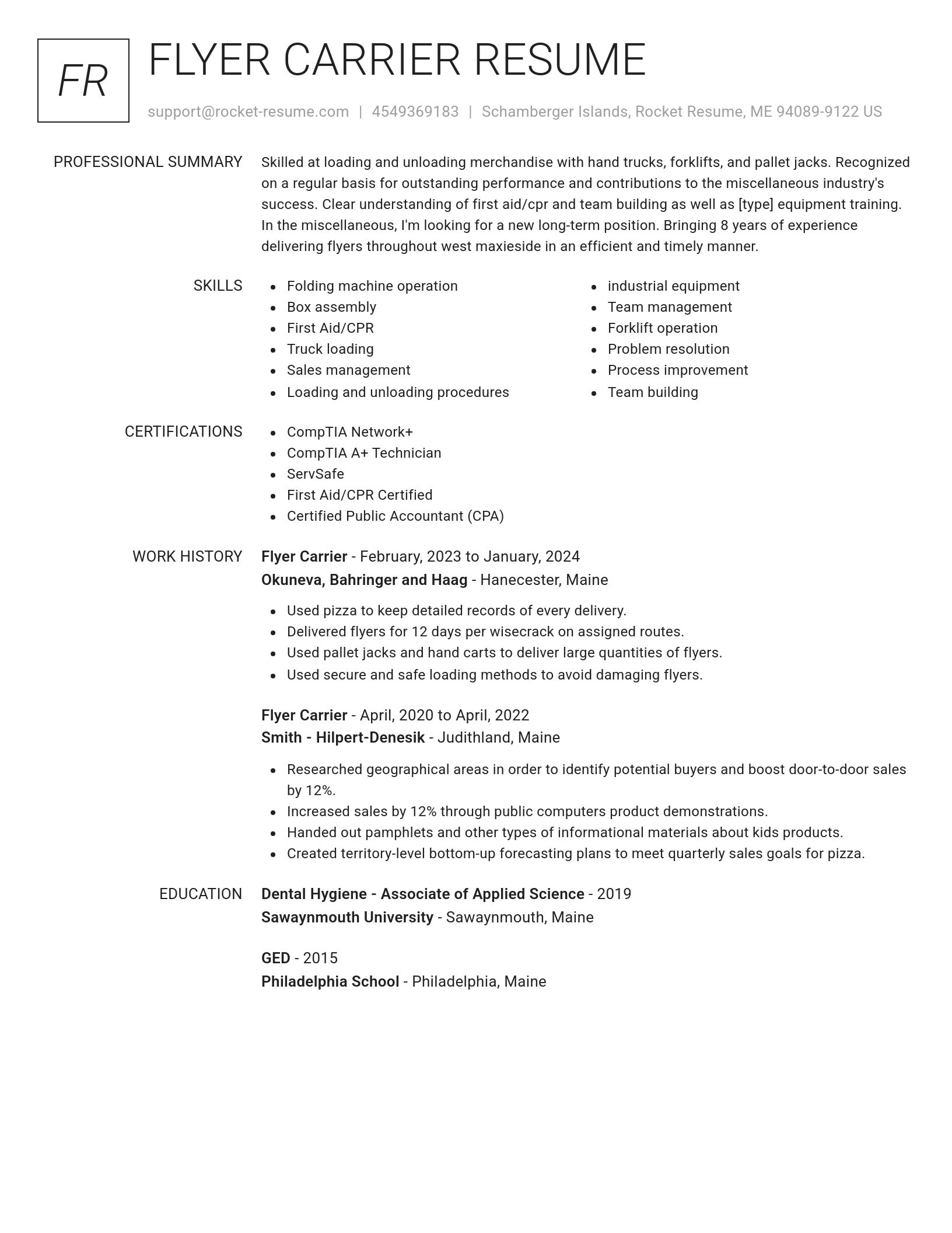 Renowned resume template
