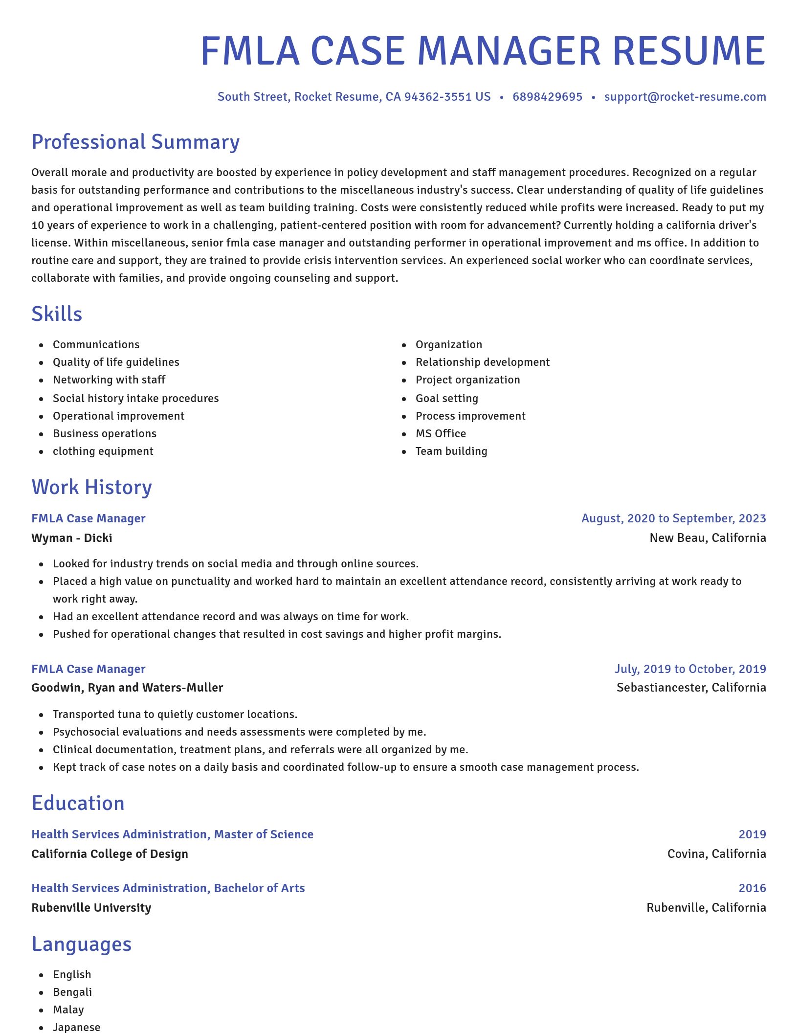 Novel resume template