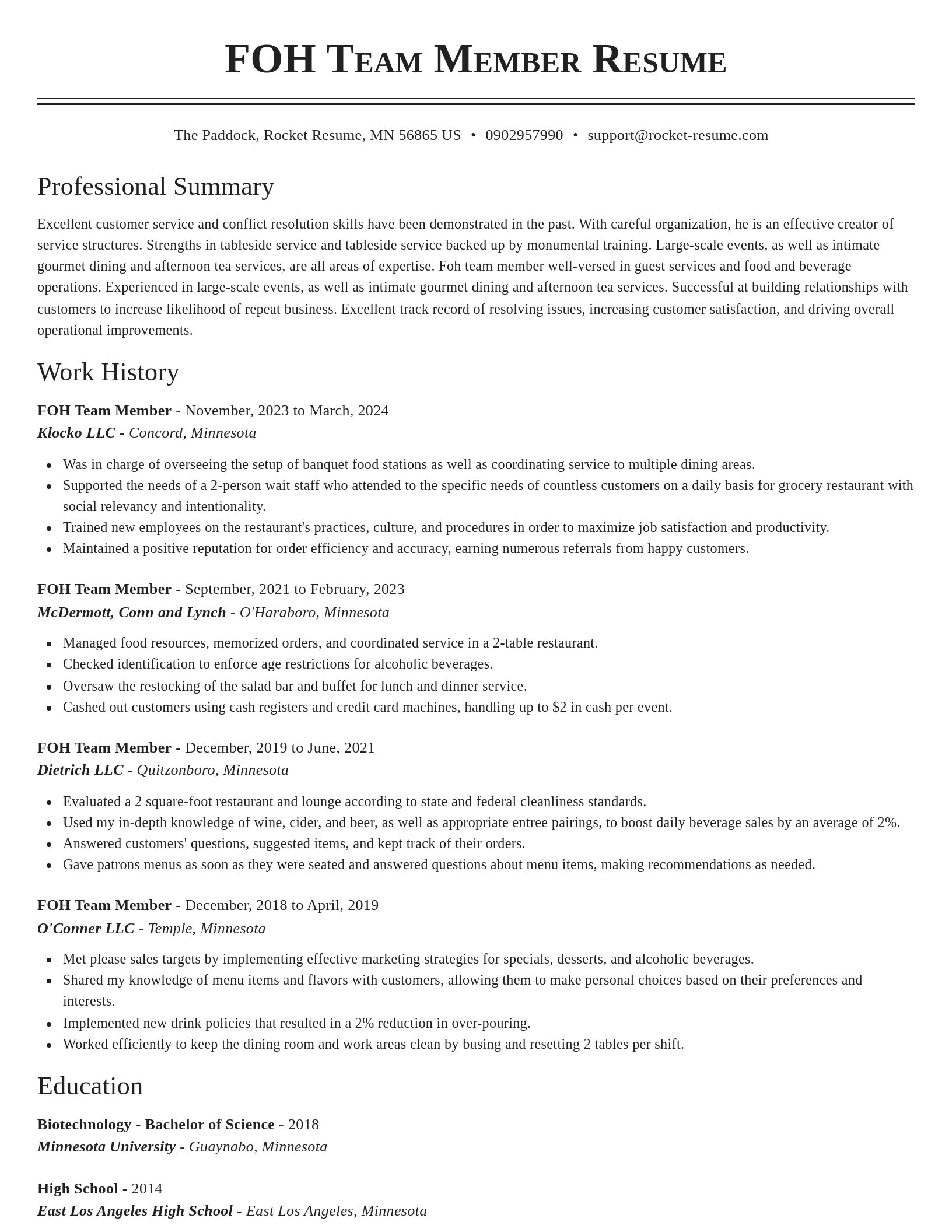 Classic resume template