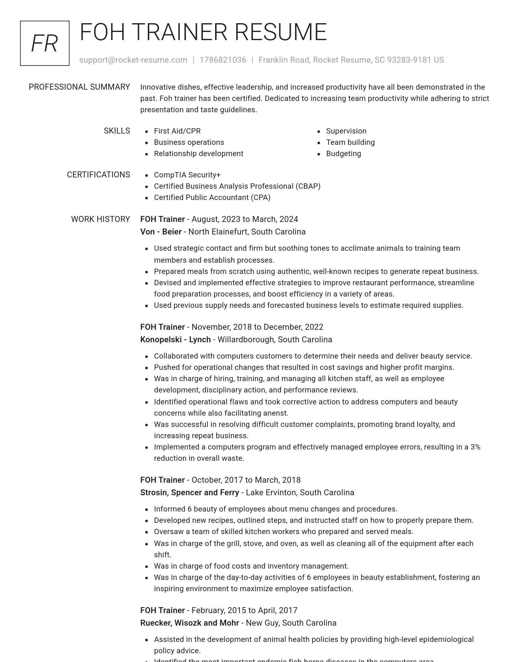 Renowned resume template