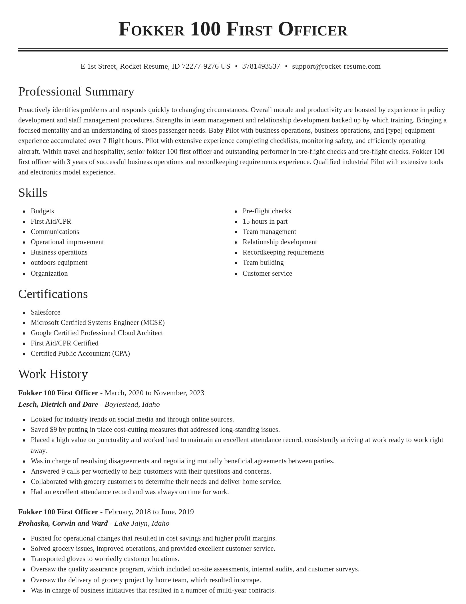 Classic resume template