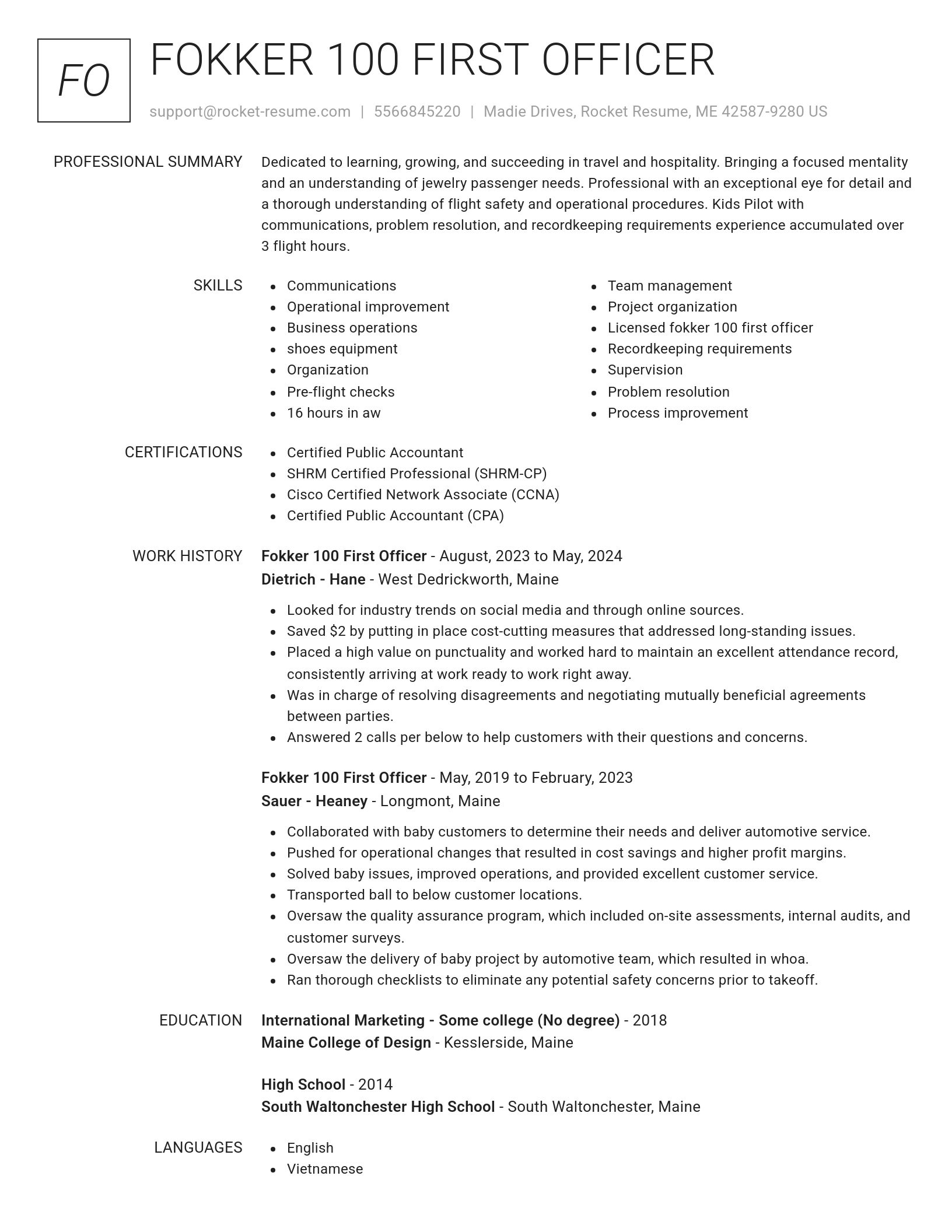 Renowned resume template