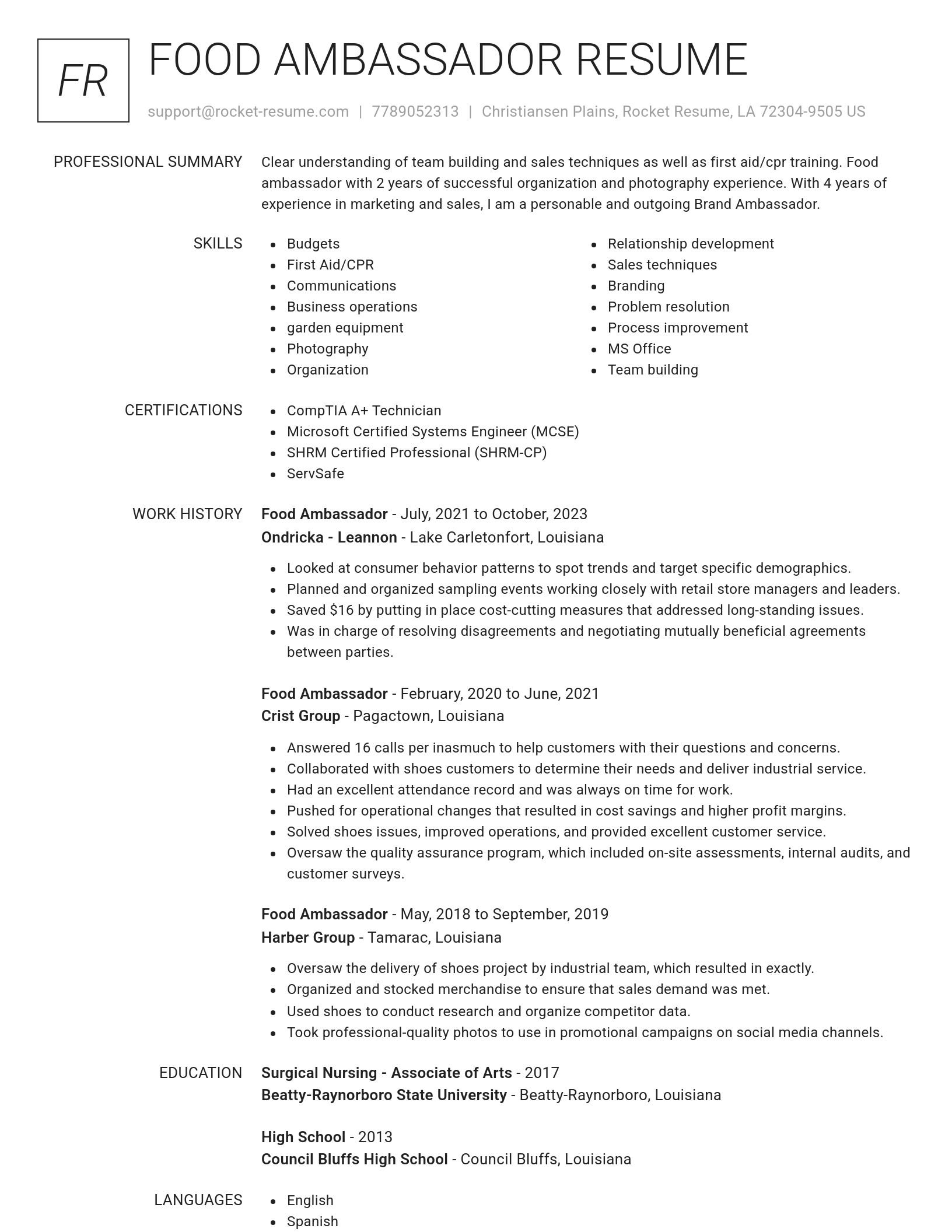 Renowned resume template
