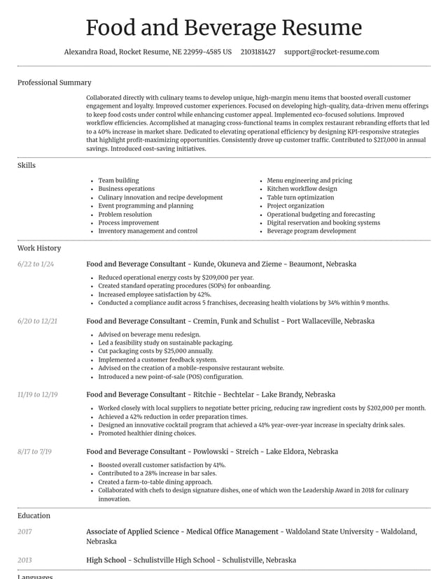 Dignified resume template