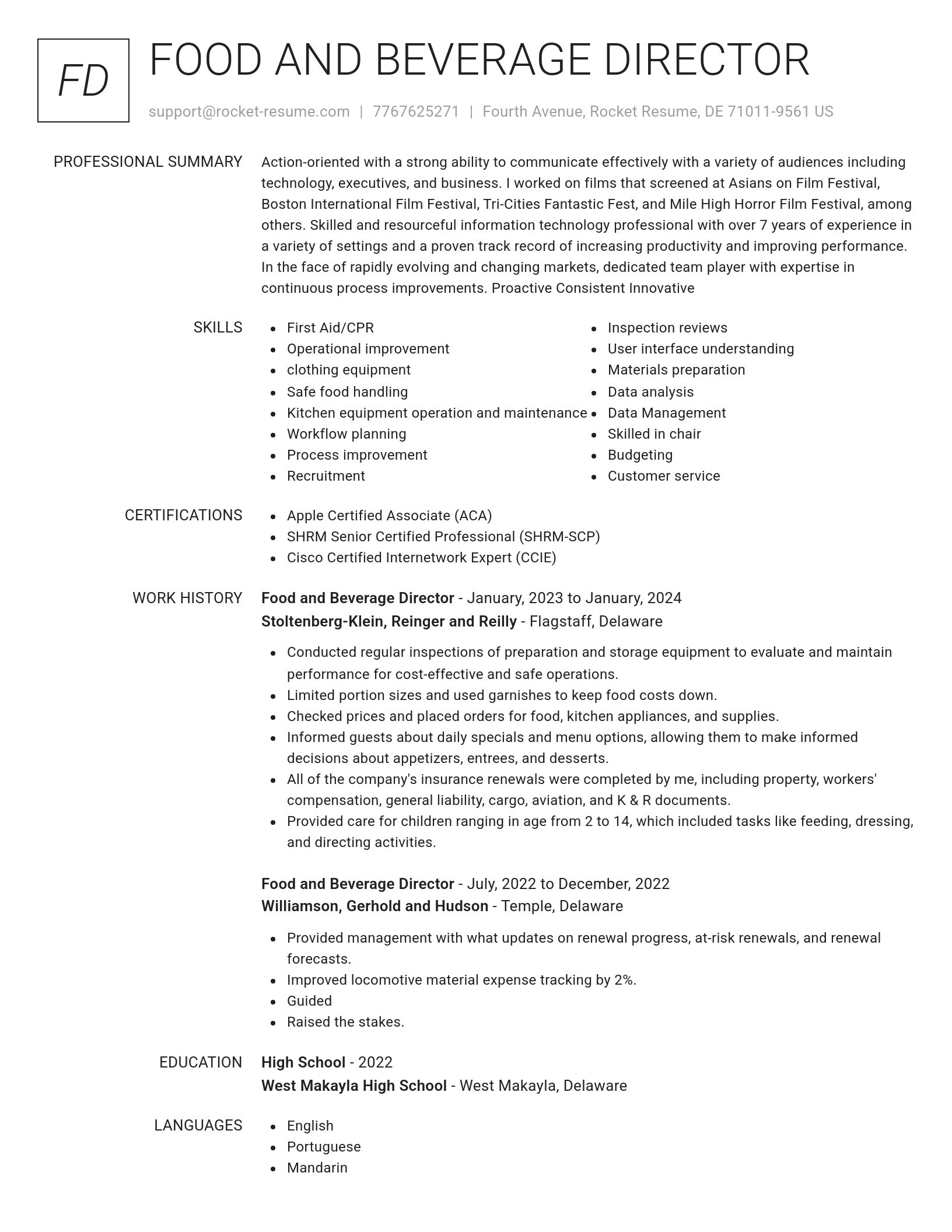 Renowned resume template
