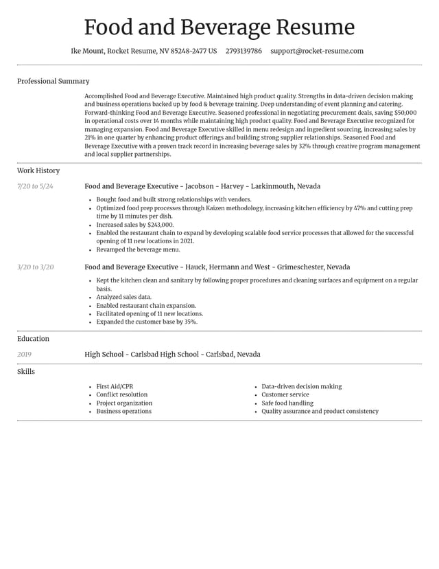Dignified resume template
