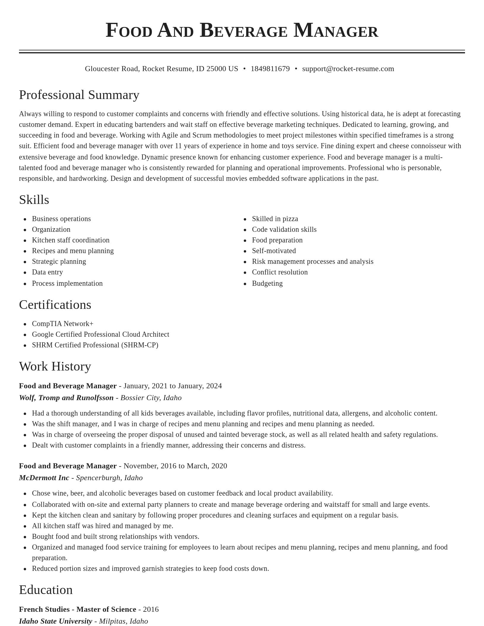 Classic resume template