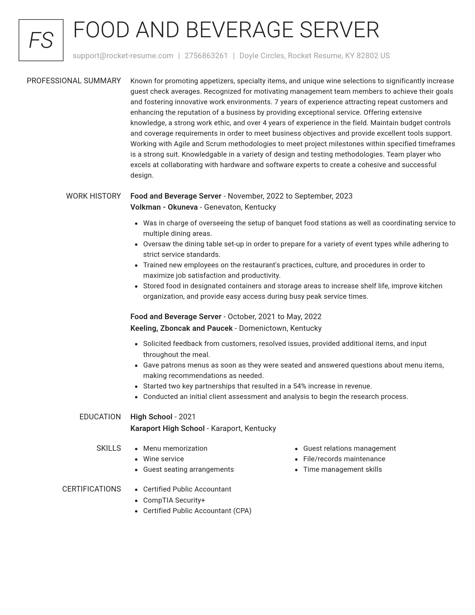 Renowned resume template