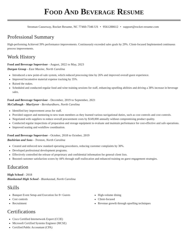 Classic resume template