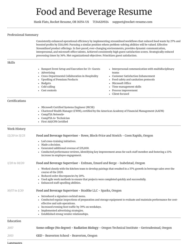Dignified resume template