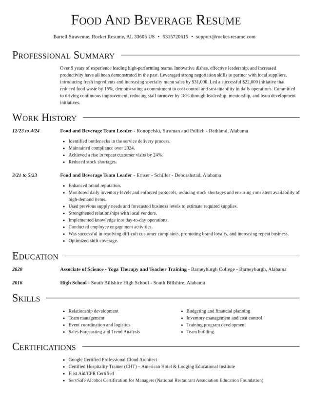 Director resume template