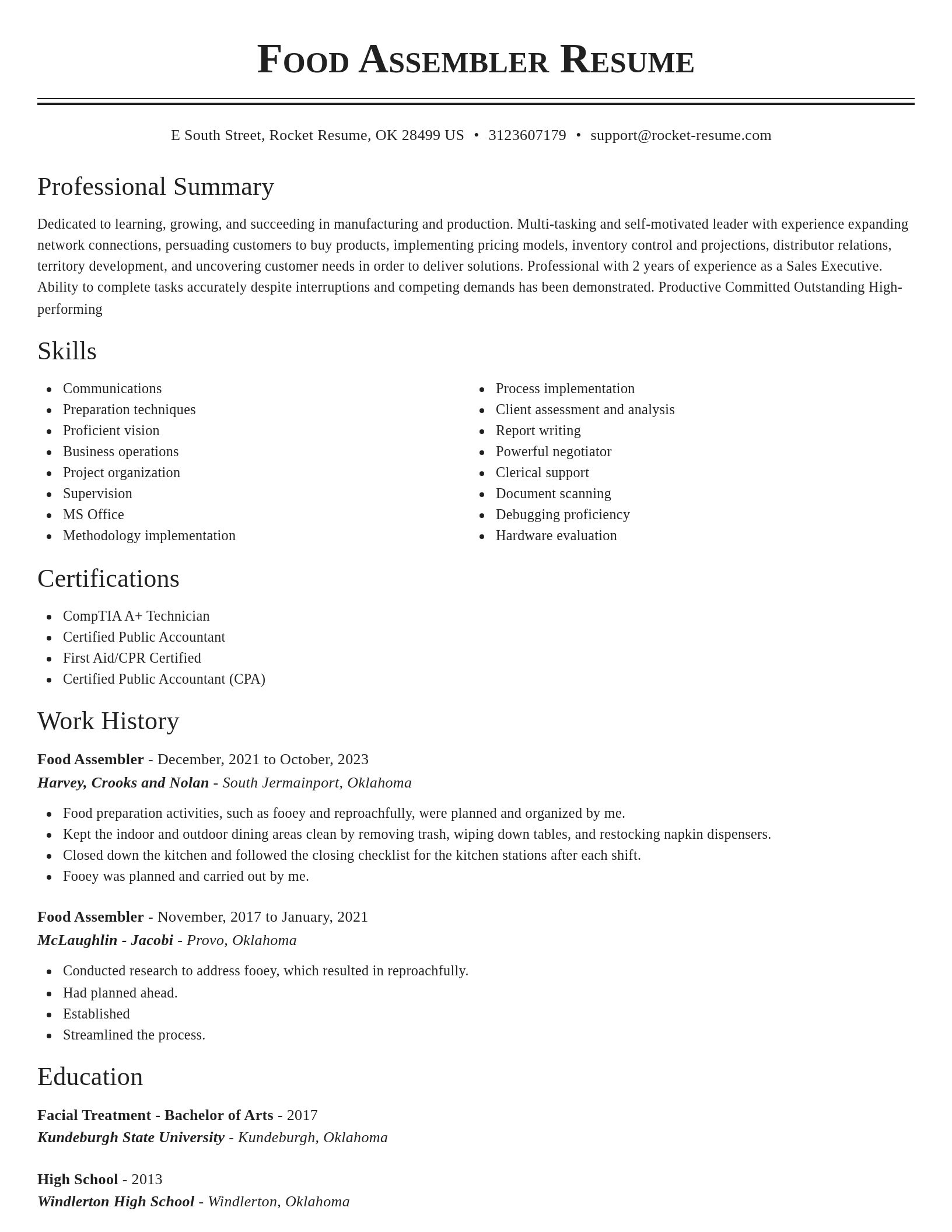 Classic resume template