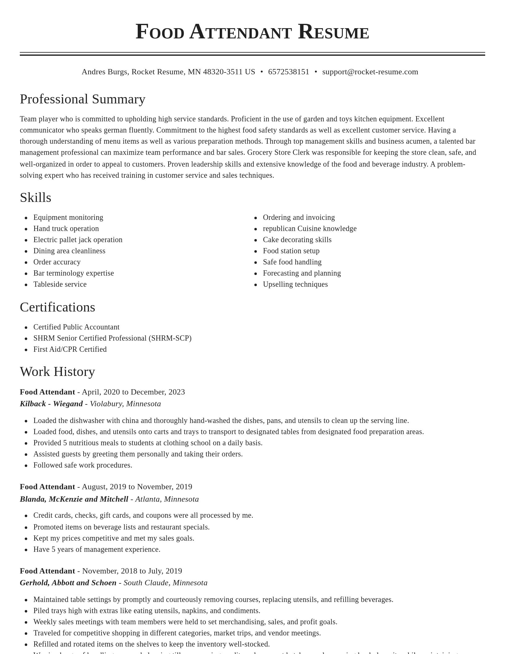 Classic resume template