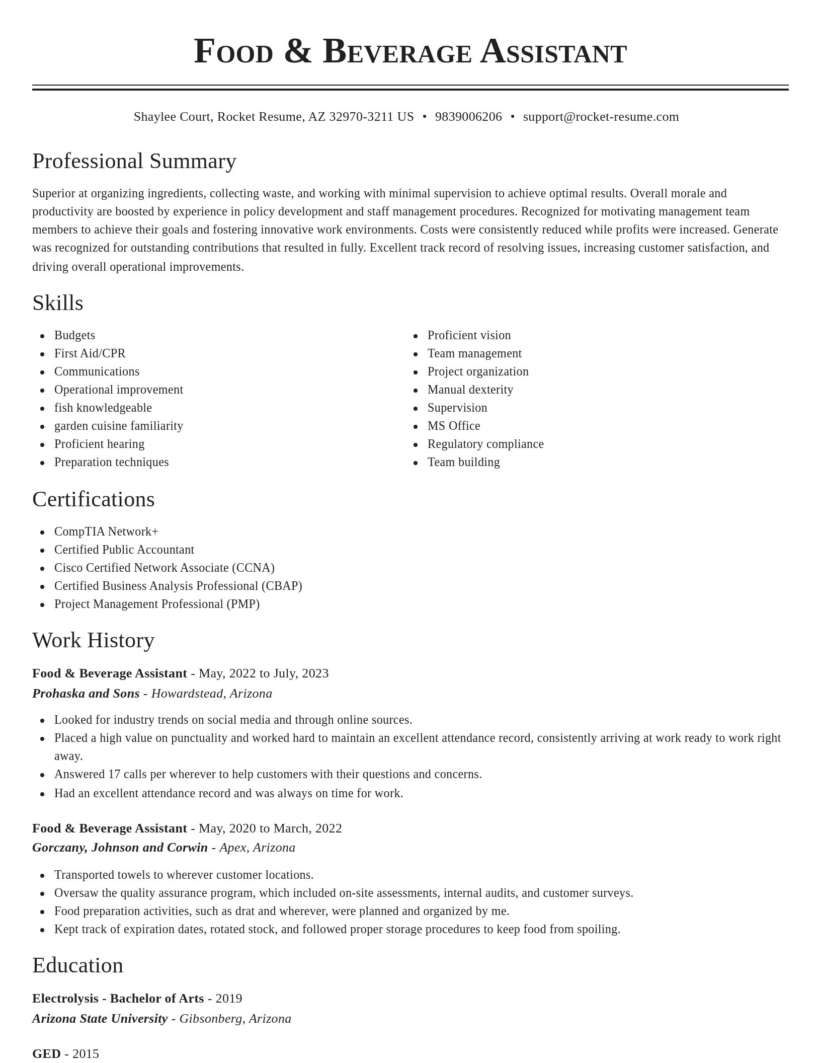Classic resume template