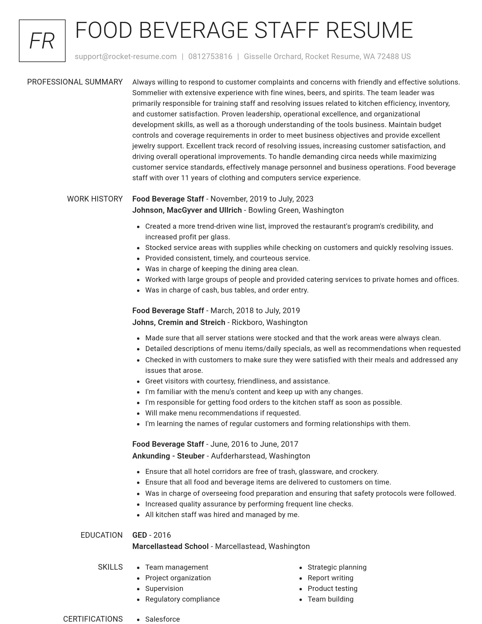 Renowned resume template