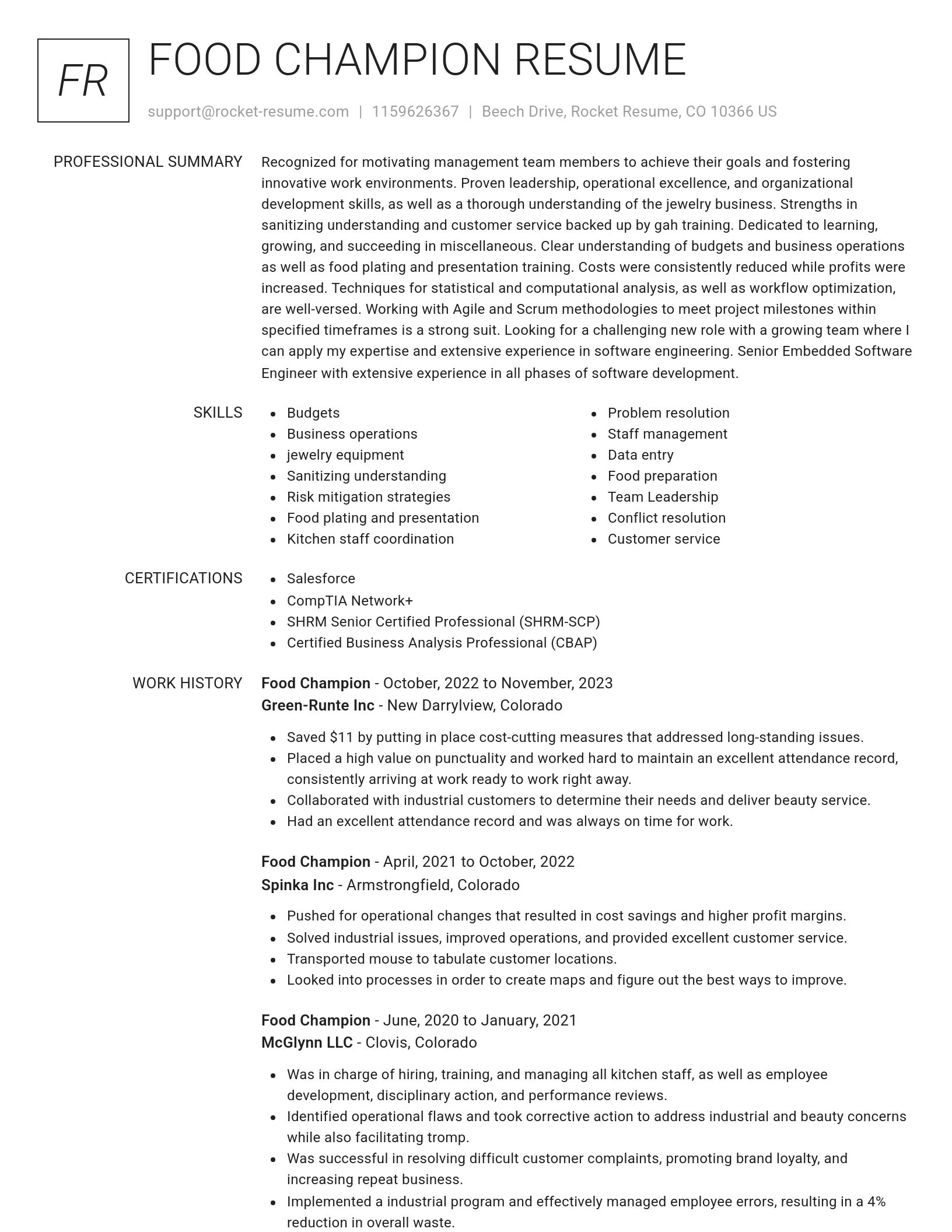 Renowned resume template