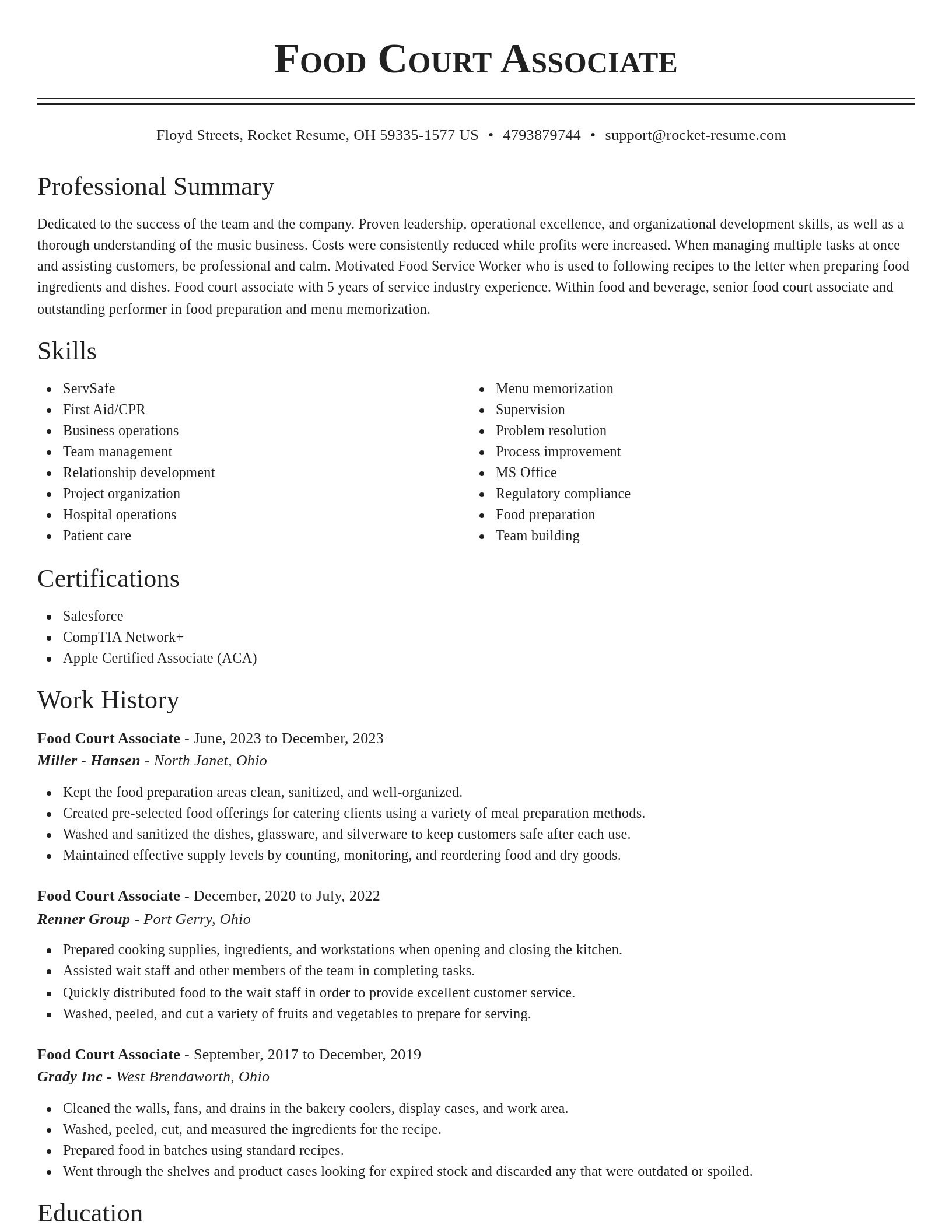 Classic resume template
