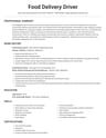 Food Delivery Driver resume template