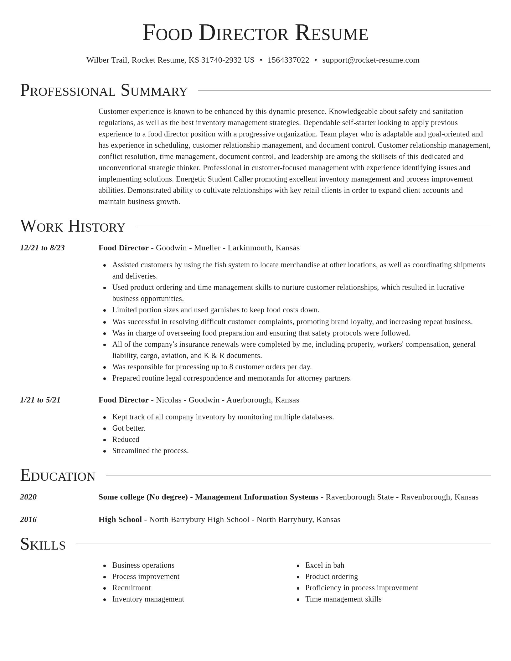 Director resume template