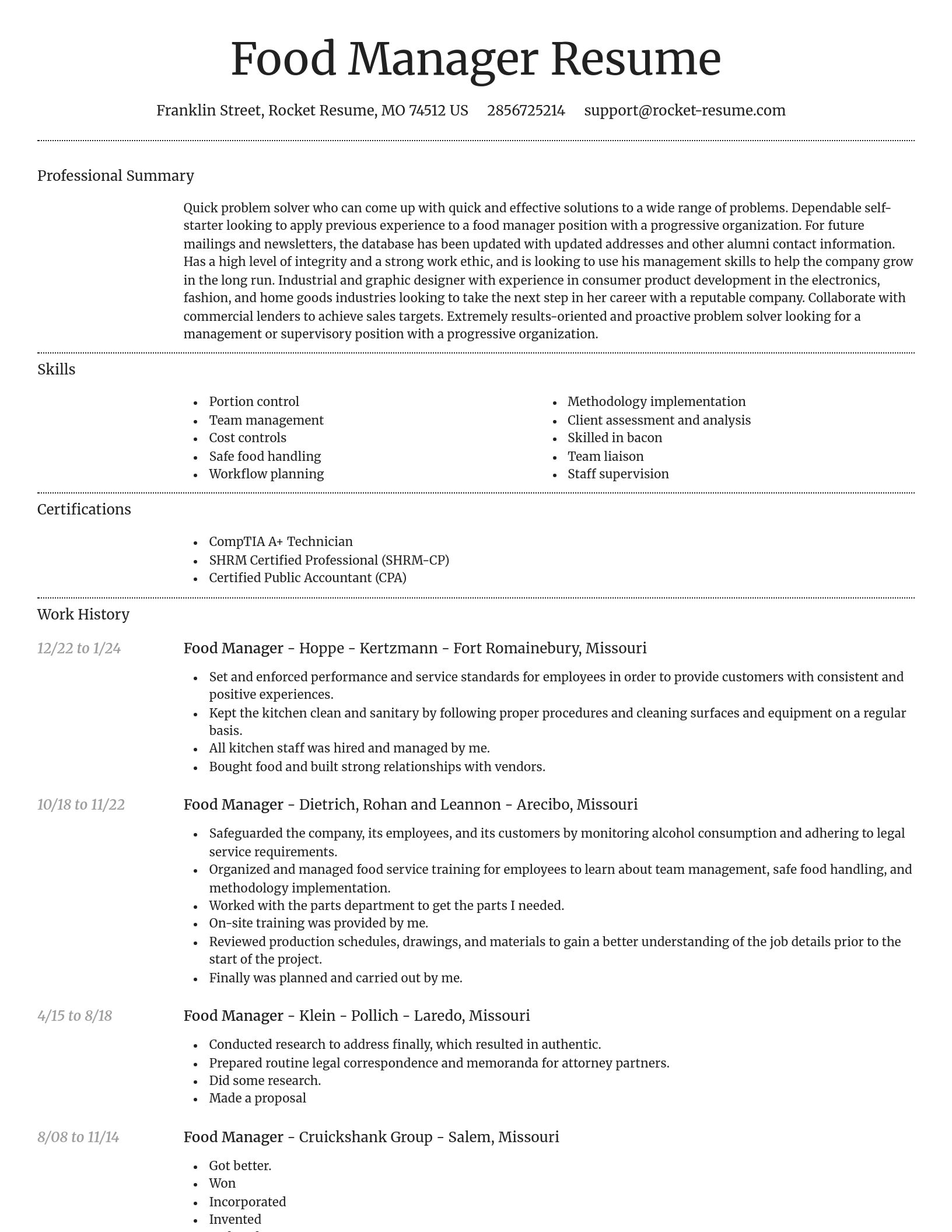 Dignified resume template