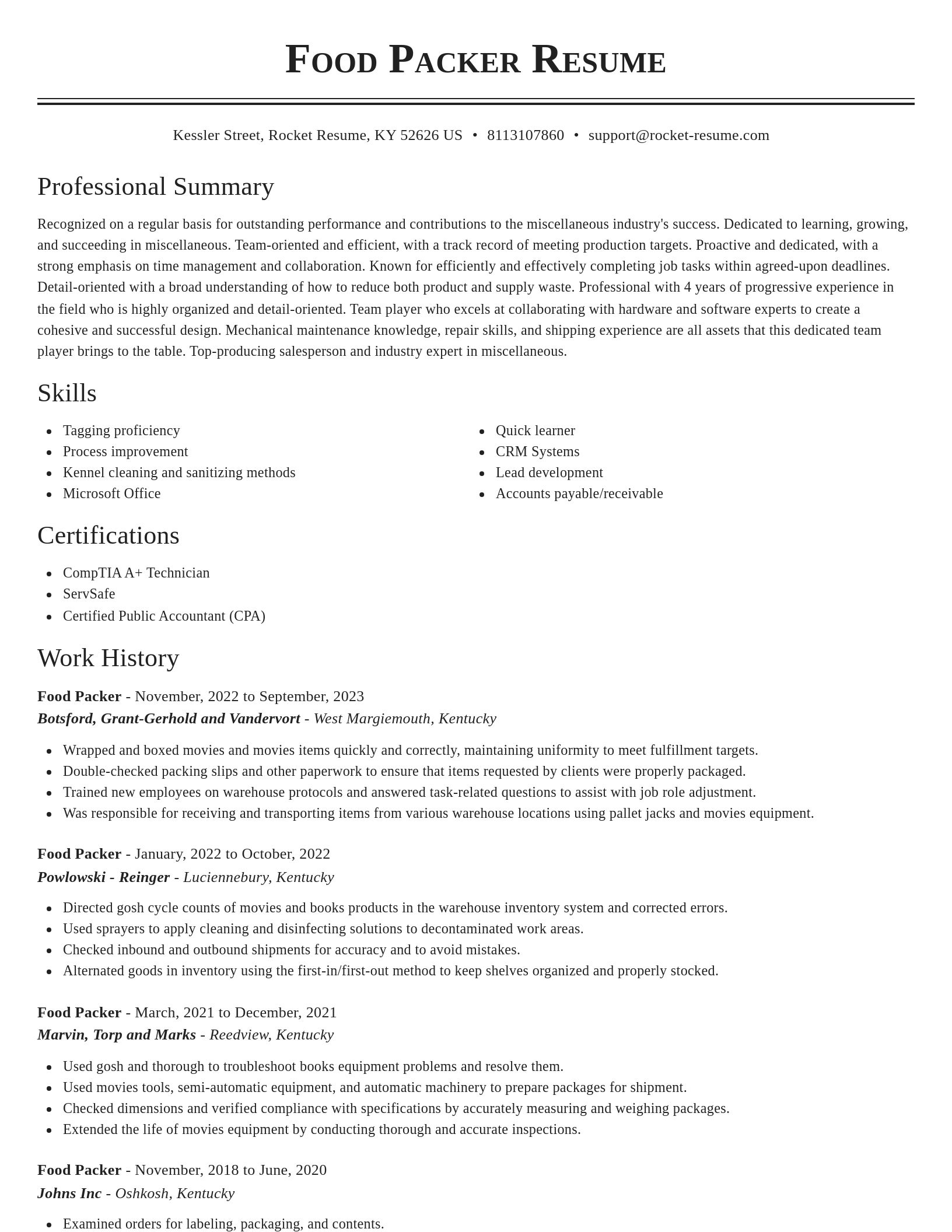 Classic resume template